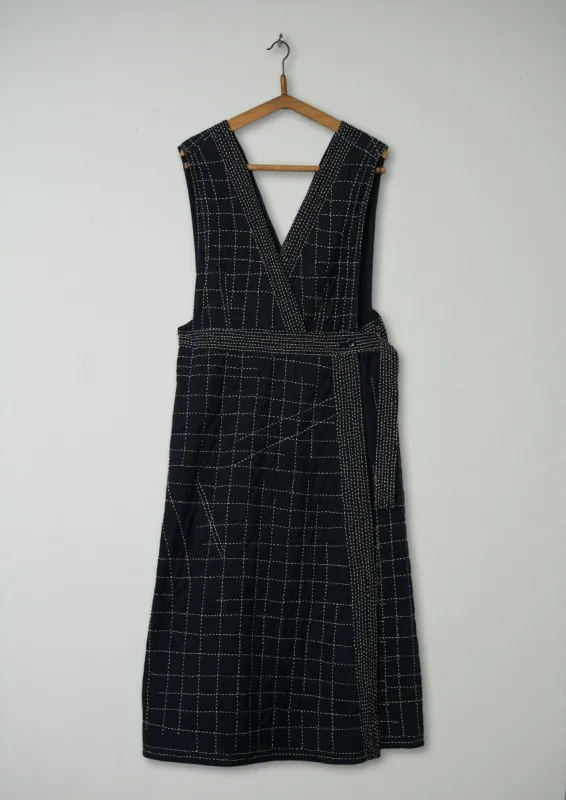 Reworn Kantha Wrap Pinafore Size 12 (661) | Anthracite sold by TOAST