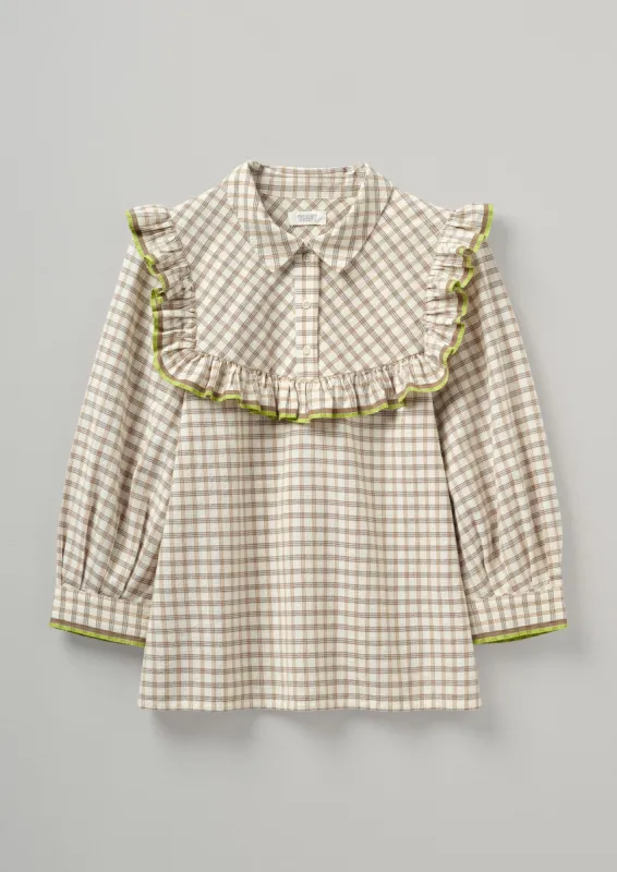 Ruffled Check Mulmul Shirt | Ecru sold by TOAST