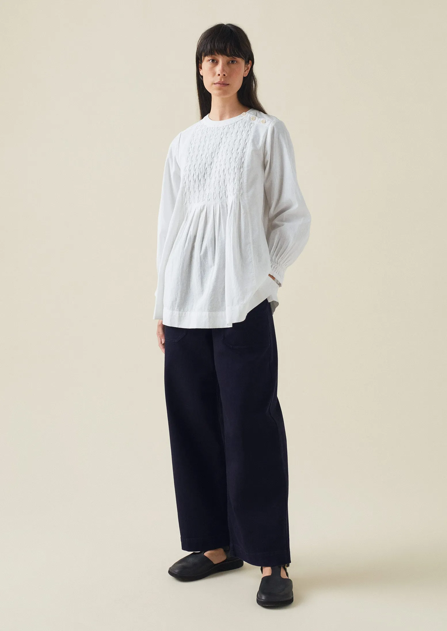 Pintuck Cotton Linen Top | Paper White sold by TOAST product image thumbnail 2