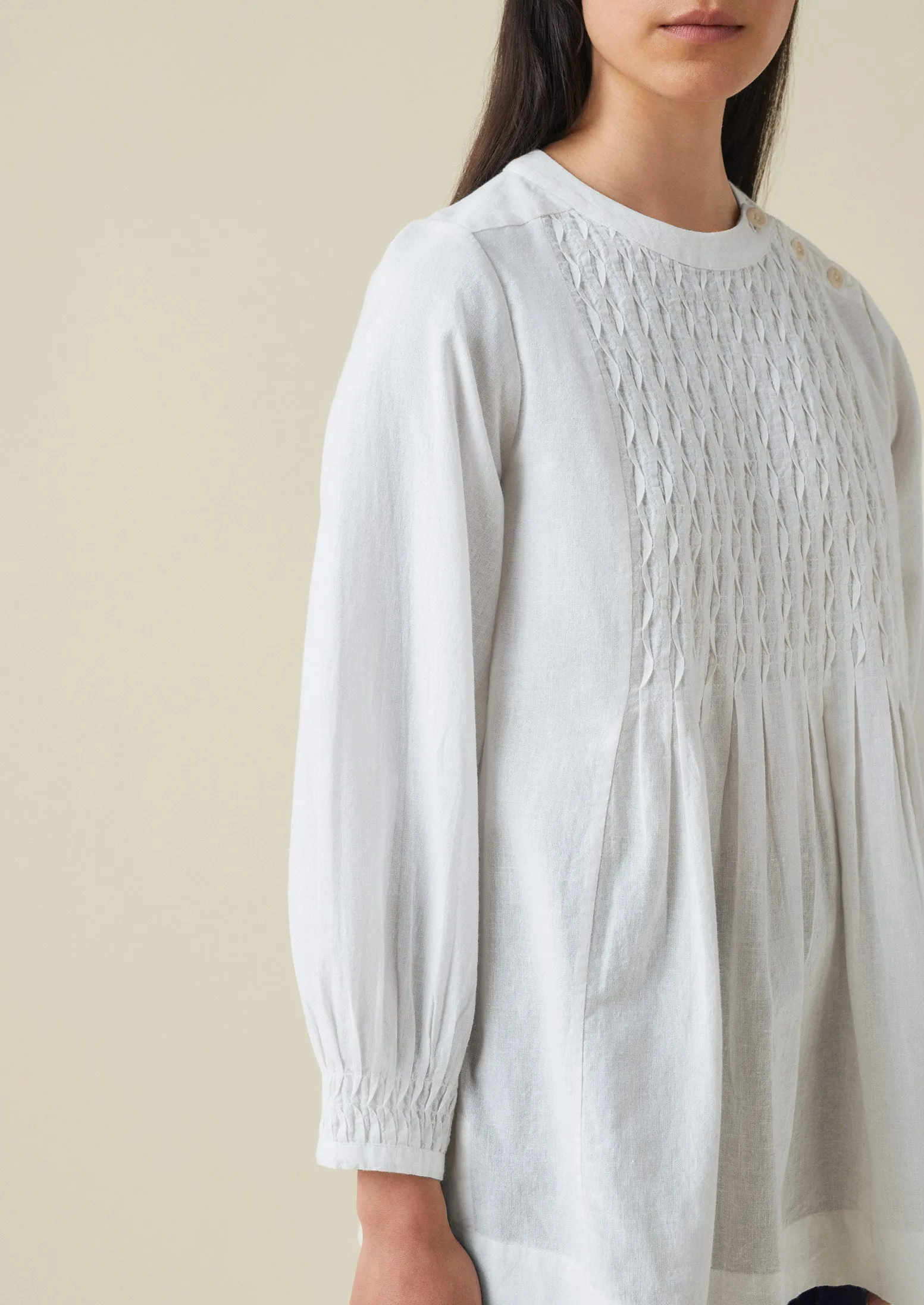 Pintuck Cotton Linen Top | Paper White sold by TOAST product image thumbnail 4