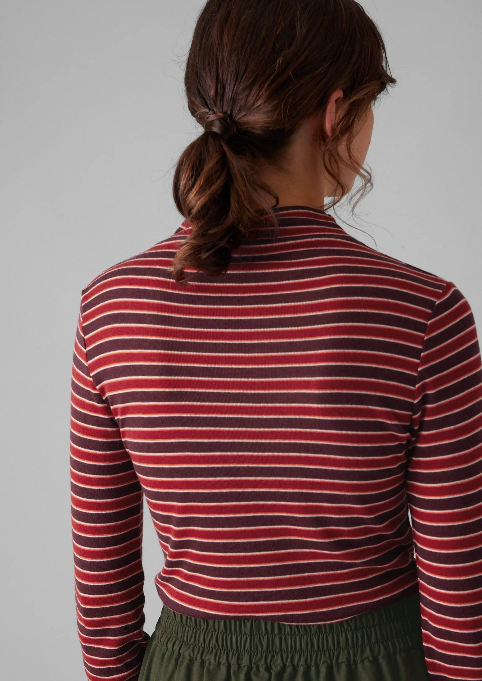Aster Stripe High Neck Tee | Ecru/Tannat Red sold by TOAST product image thumbnail 4