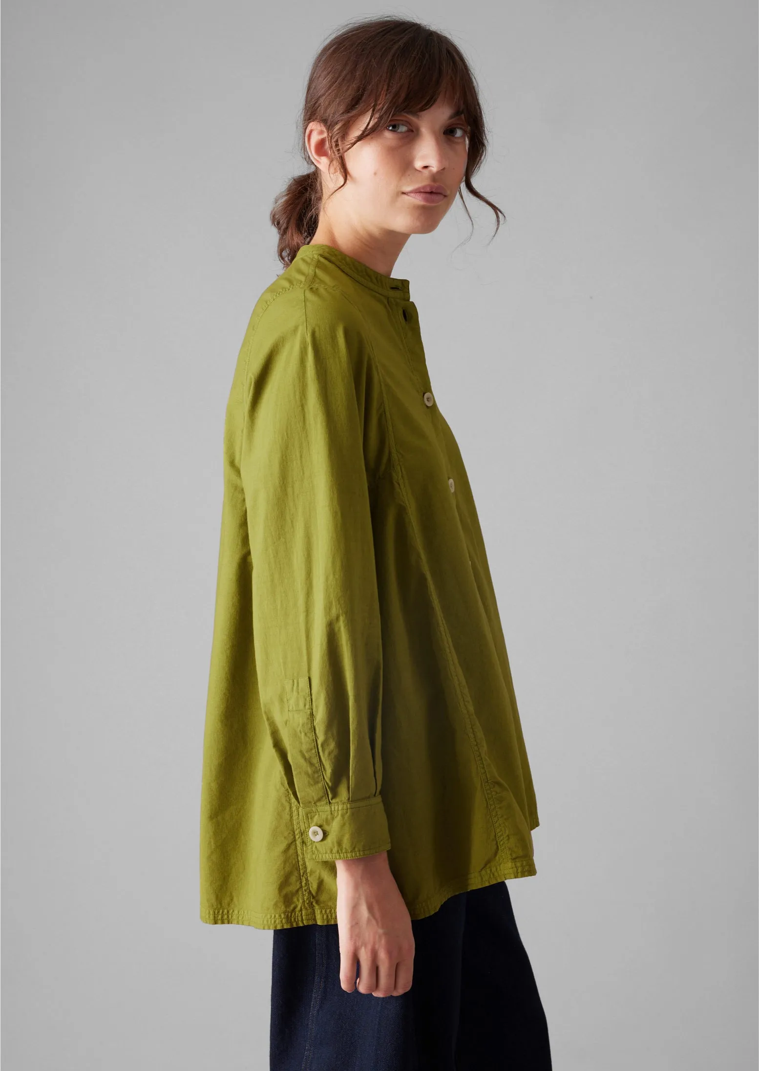 Raised Stripe Cotton Poplin Shirt | Pea Shoot sold by TOAST product image thumbnail 4