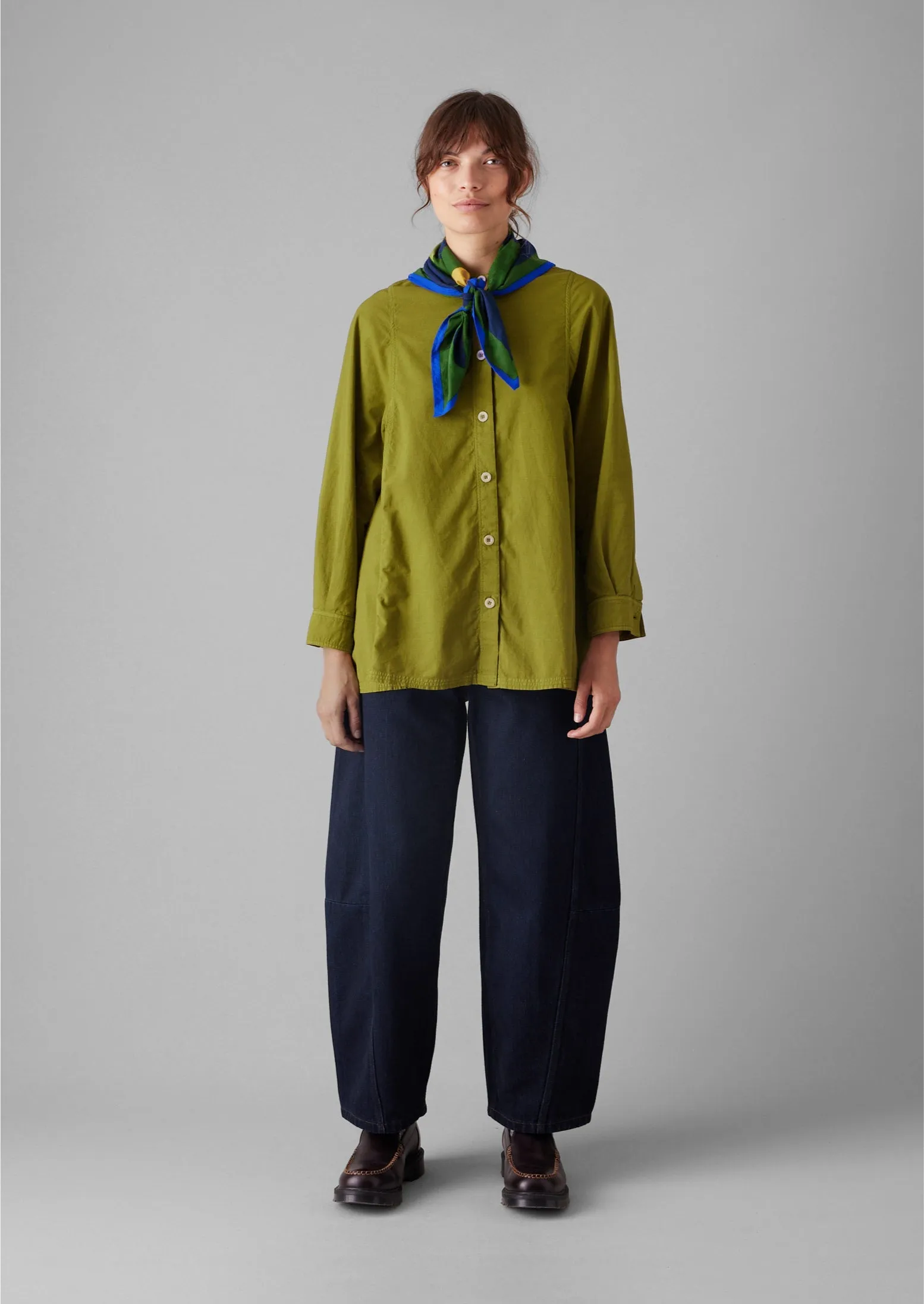 Raised Stripe Cotton Poplin Shirt | Pea Shoot sold by TOAST product image thumbnail 3
