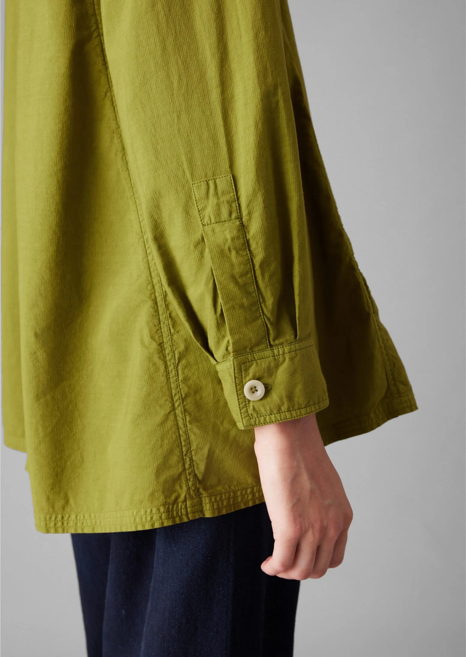 Raised Stripe Cotton Poplin Shirt | Pea Shoot sold by TOAST product image thumbnail 5