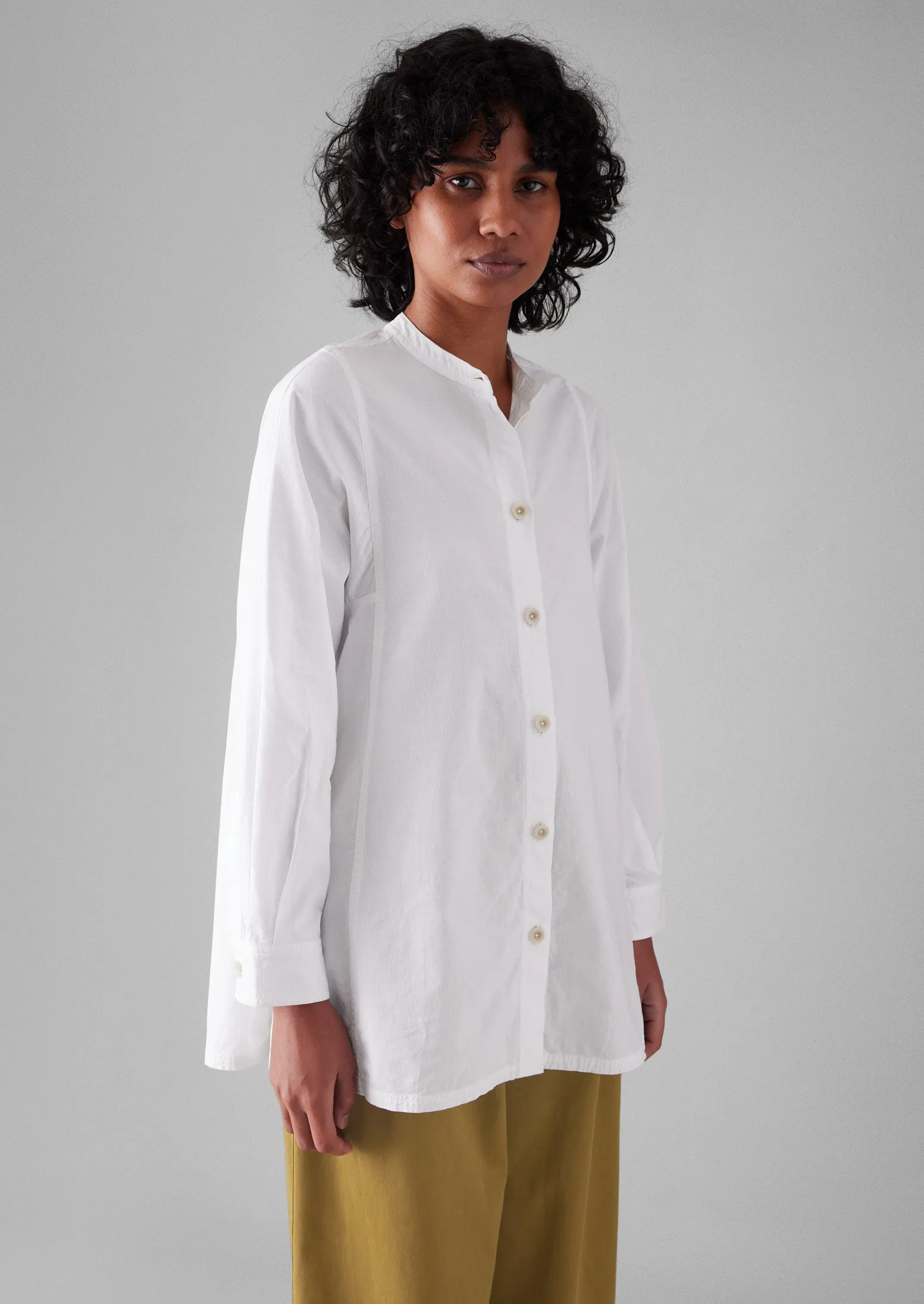 Raised Stripe Cotton Poplin Shirt | Paper White sold by TOAST product image thumbnail 2