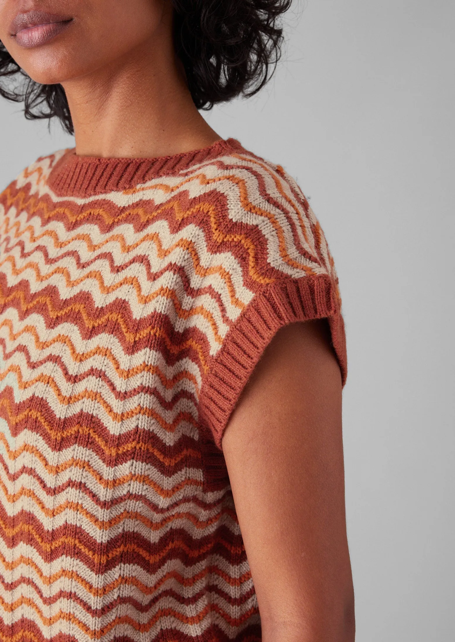 Wave Stripe Knitted Top | Brown Ochre sold by TOAST product image thumbnail 4
