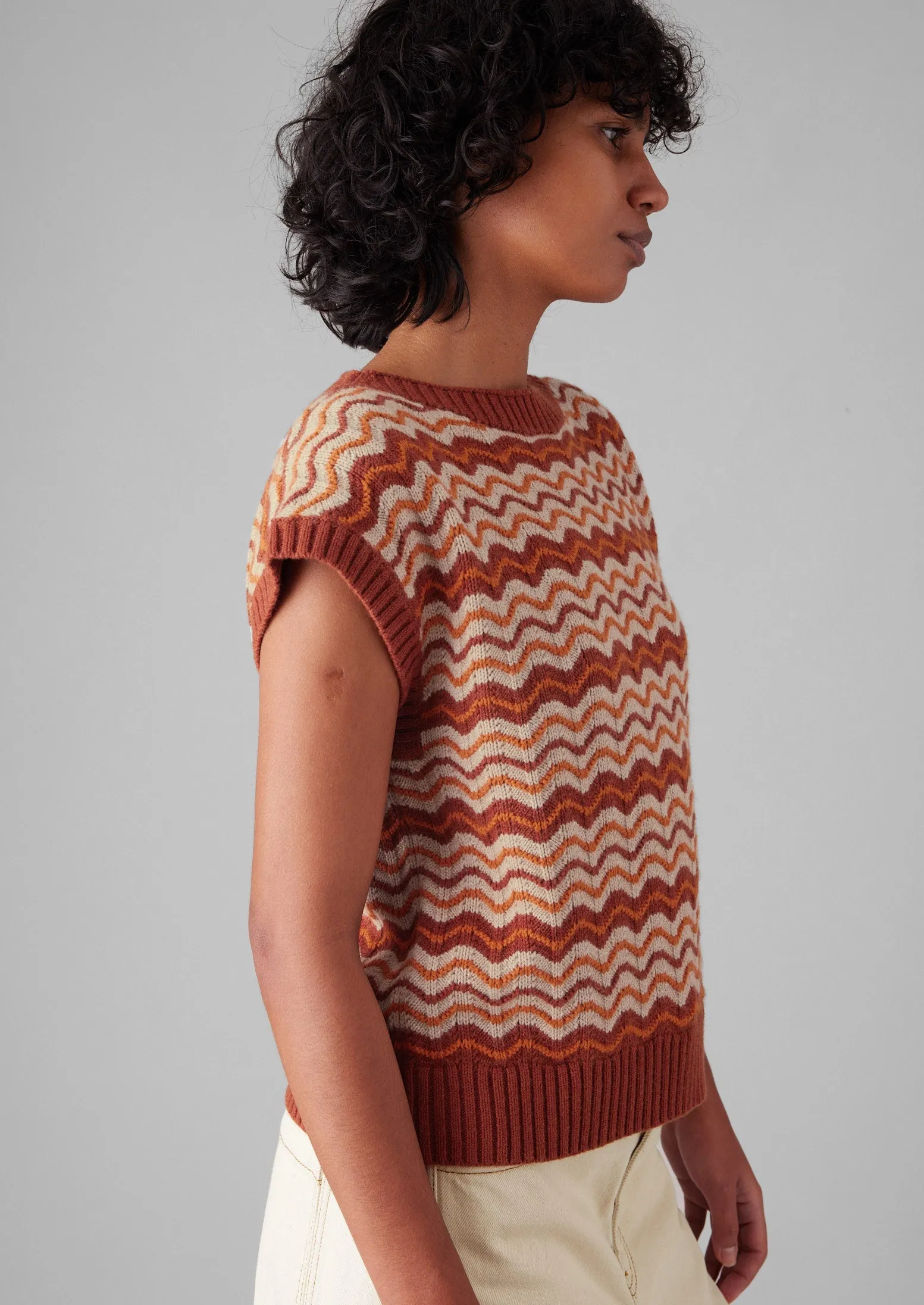 Wave Stripe Knitted Top | Brown Ochre sold by TOAST product image thumbnail 2