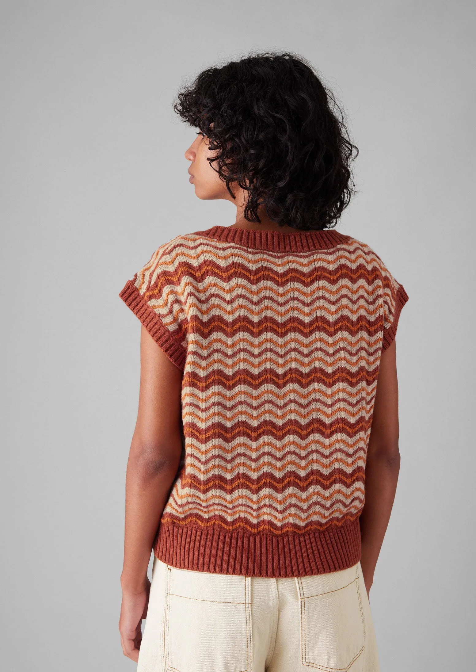 Wave Stripe Knitted Top | Brown Ochre sold by TOAST product image thumbnail 5