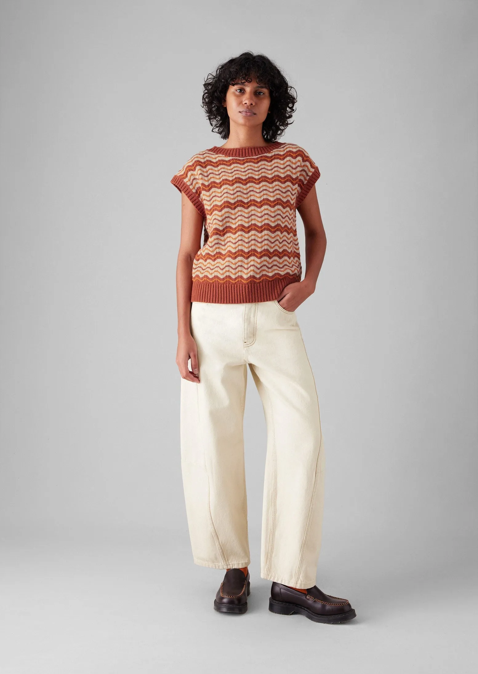 Wave Stripe Knitted Top | Brown Ochre sold by TOAST product image thumbnail 3