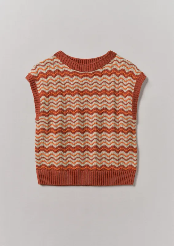 Wave Stripe Knitted Top | Brown Ochre sold by TOAST