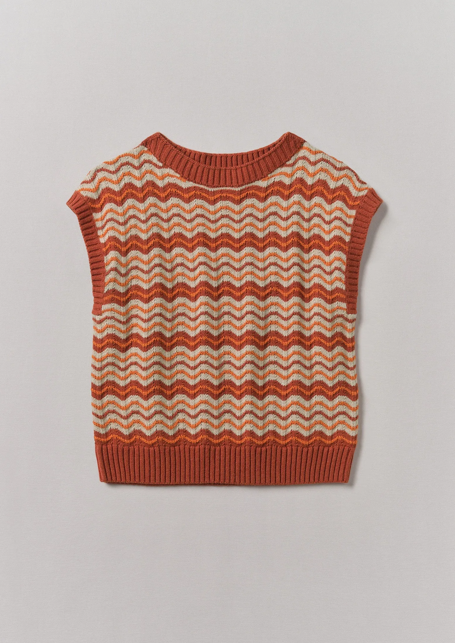 Wave Stripe Knitted Top | Brown Ochre sold by TOAST