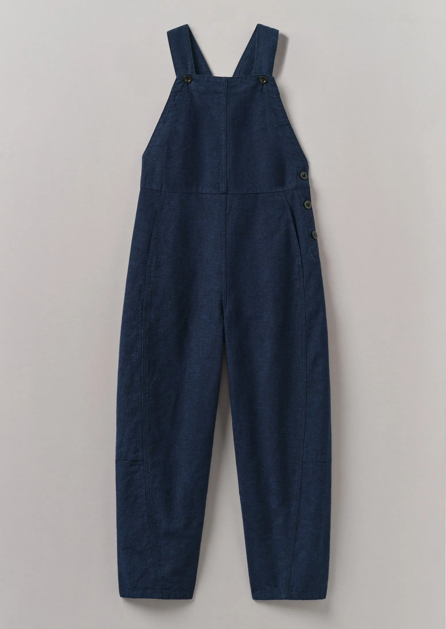 Hemp Cotton Canvas Dungarees | Dark Chambray Blue sold by TOAST