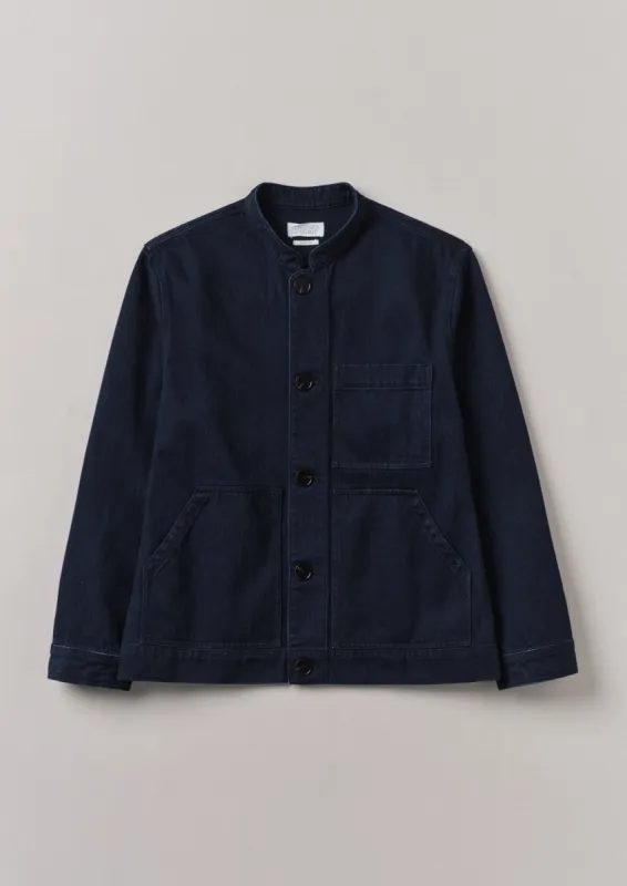 Stand Collar Denim Jacket | Indigo sold by TOAST