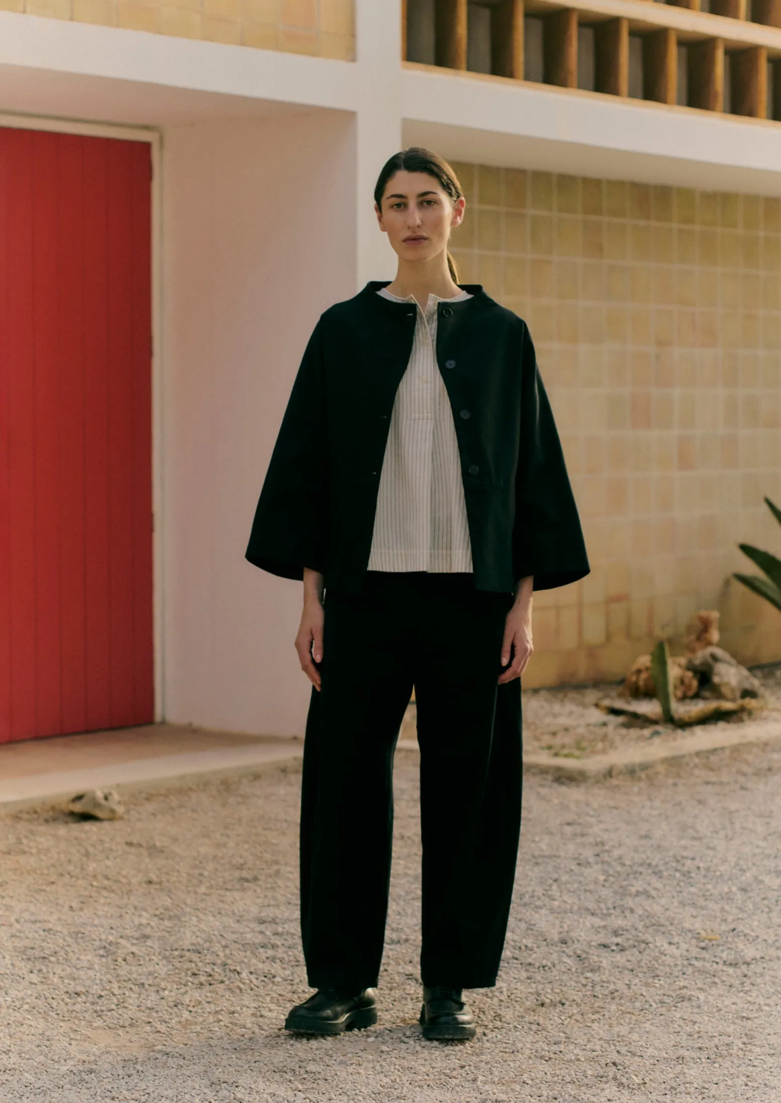 Funnel Neck Twill Jacket | Black sold by TOAST product image thumbnail 3