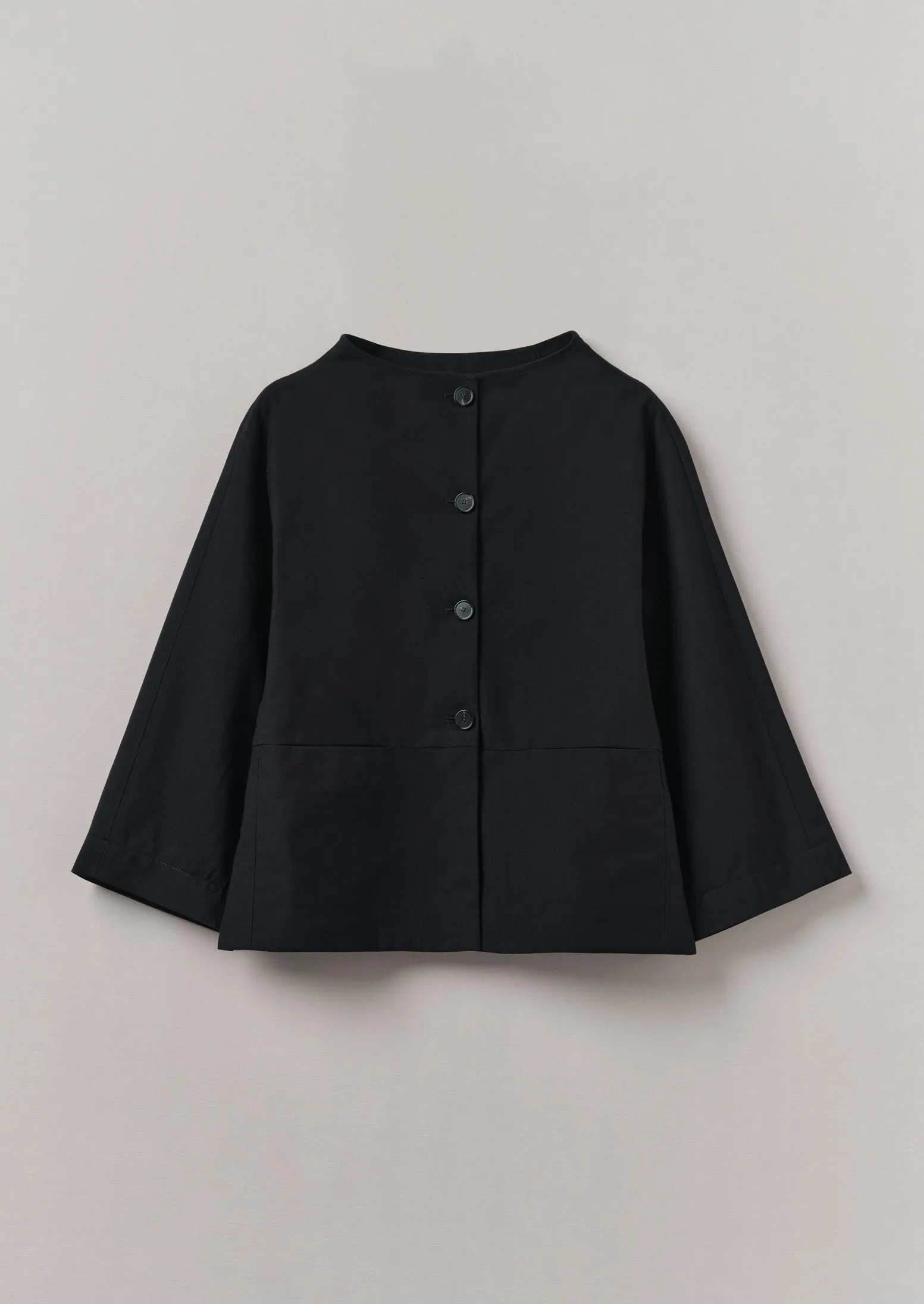 Funnel Neck Twill Jacket | Black sold by TOAST