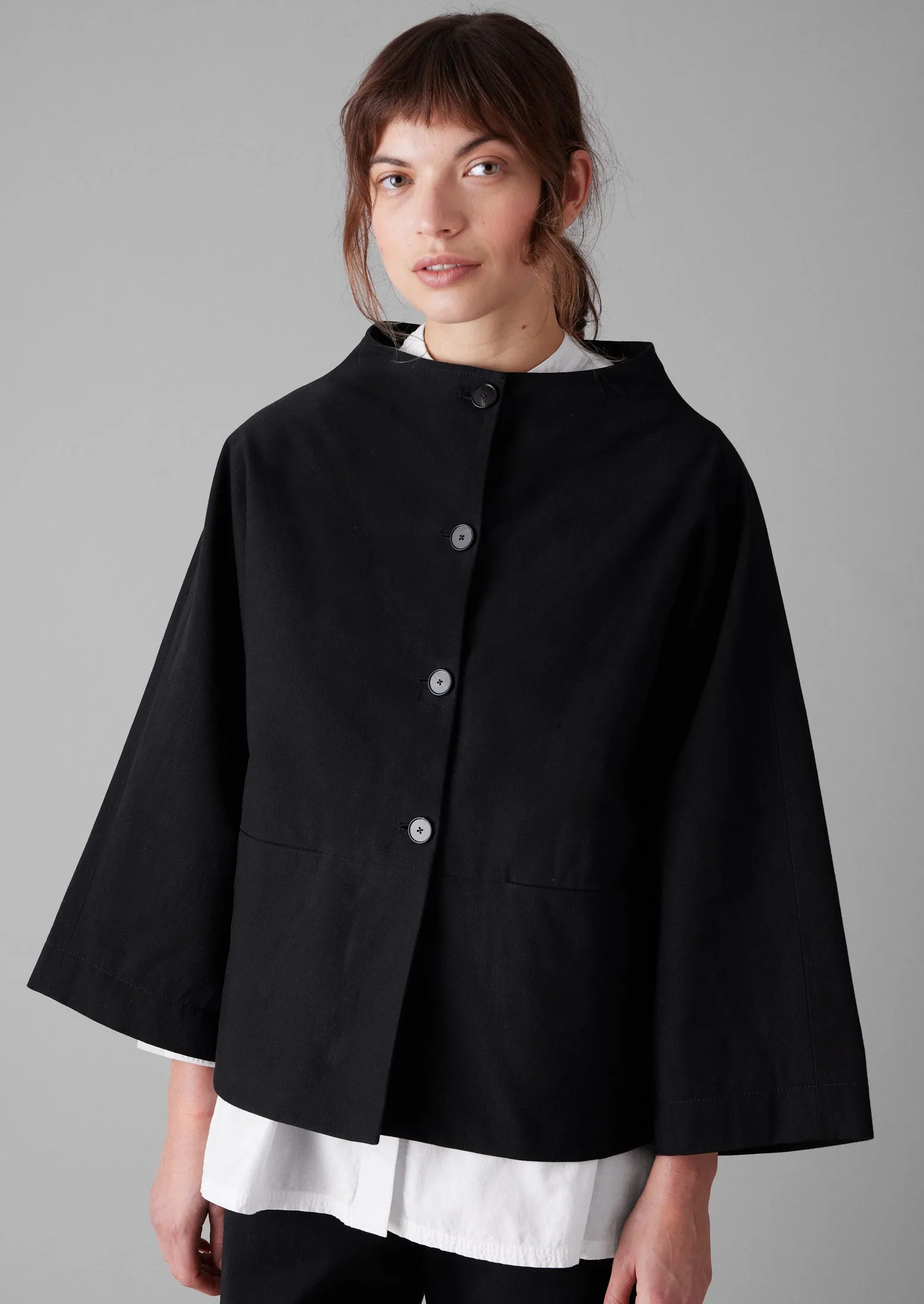 Funnel Neck Twill Jacket | Black sold by TOAST product image thumbnail 5
