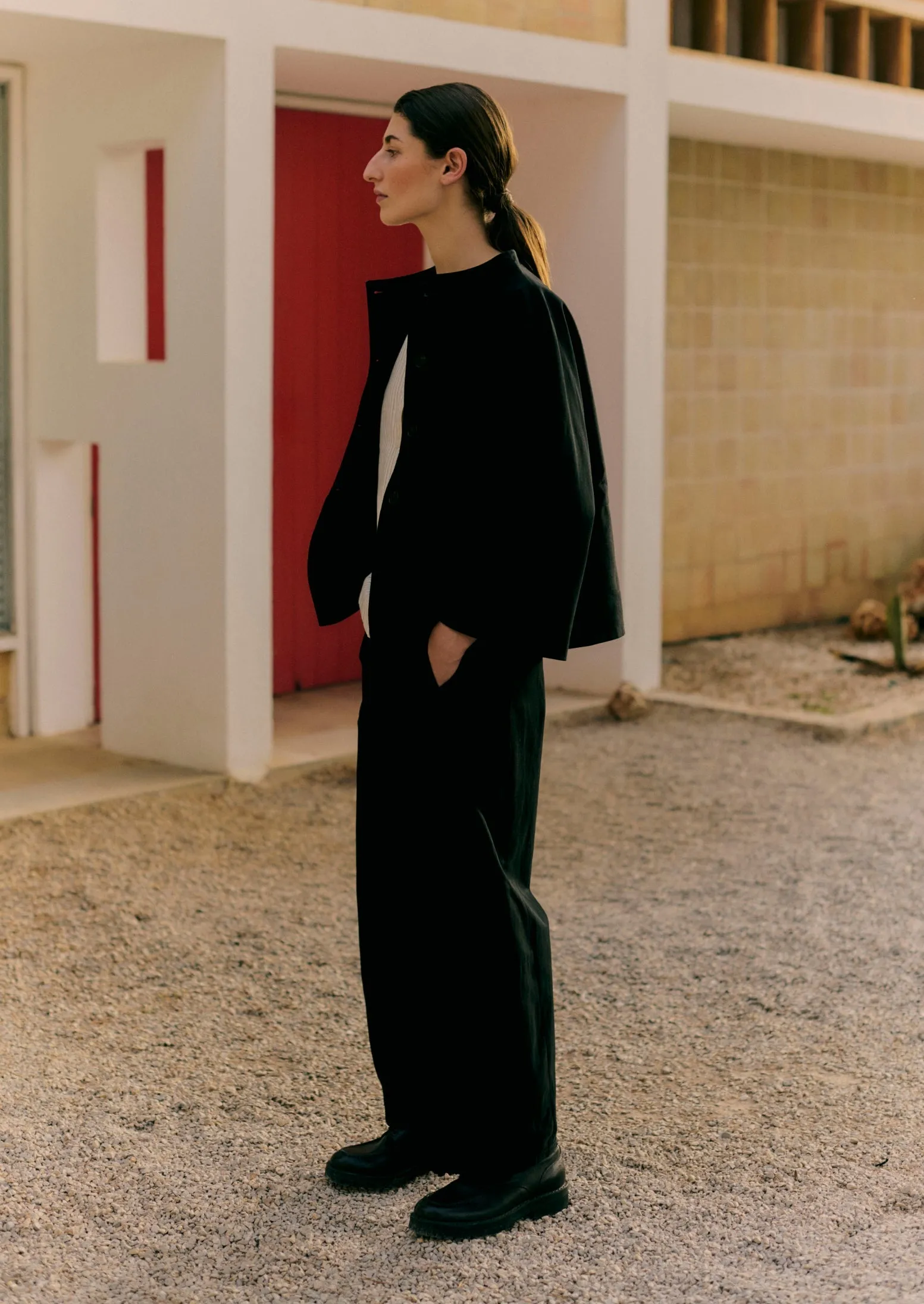 Funnel Neck Twill Jacket | Black sold by TOAST product image thumbnail 2