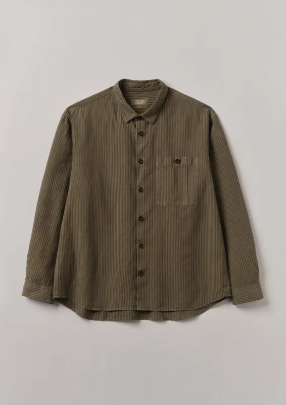 Garment Dyed Stripe Workwear Shirt | Fawn sold by TOAST
