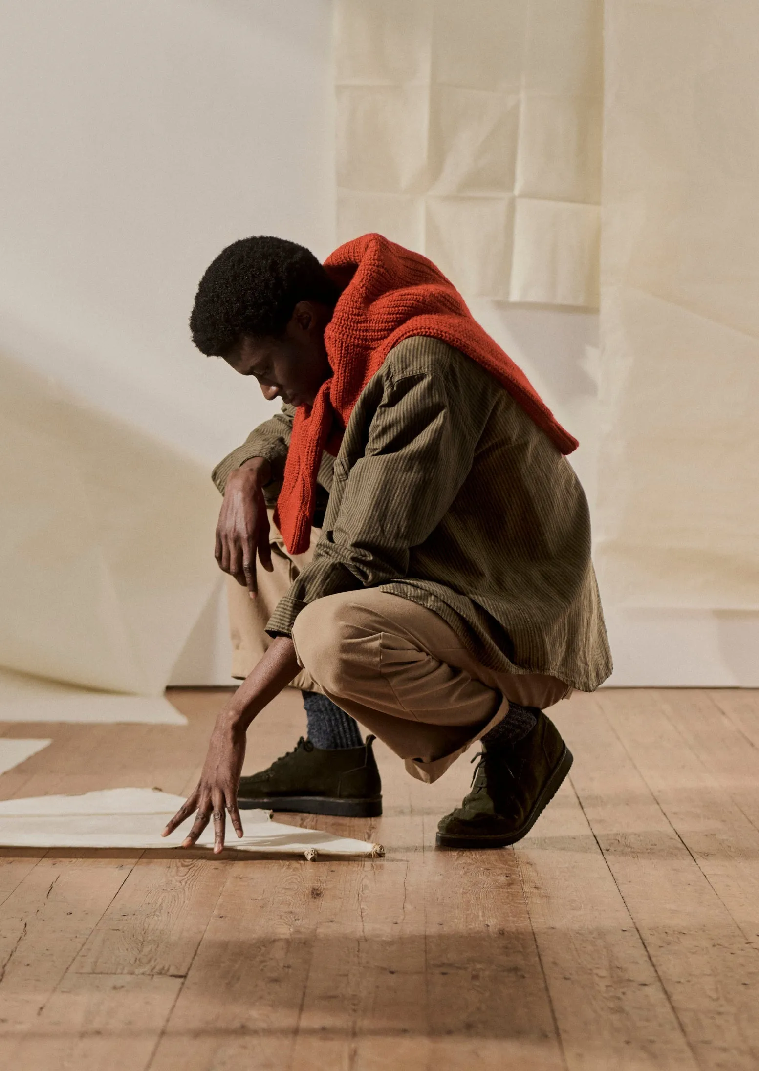 Garment Dyed Stripe Workwear Shirt | Fawn sold by TOAST product image thumbnail 5