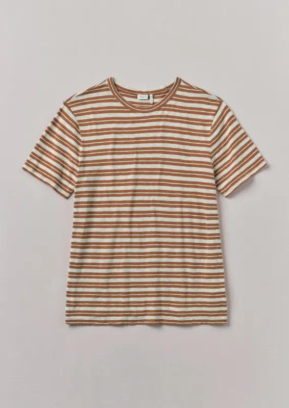 Theo Stripe Cotton Short Sleeve Tee | Ecru/Rust sold by TOAST