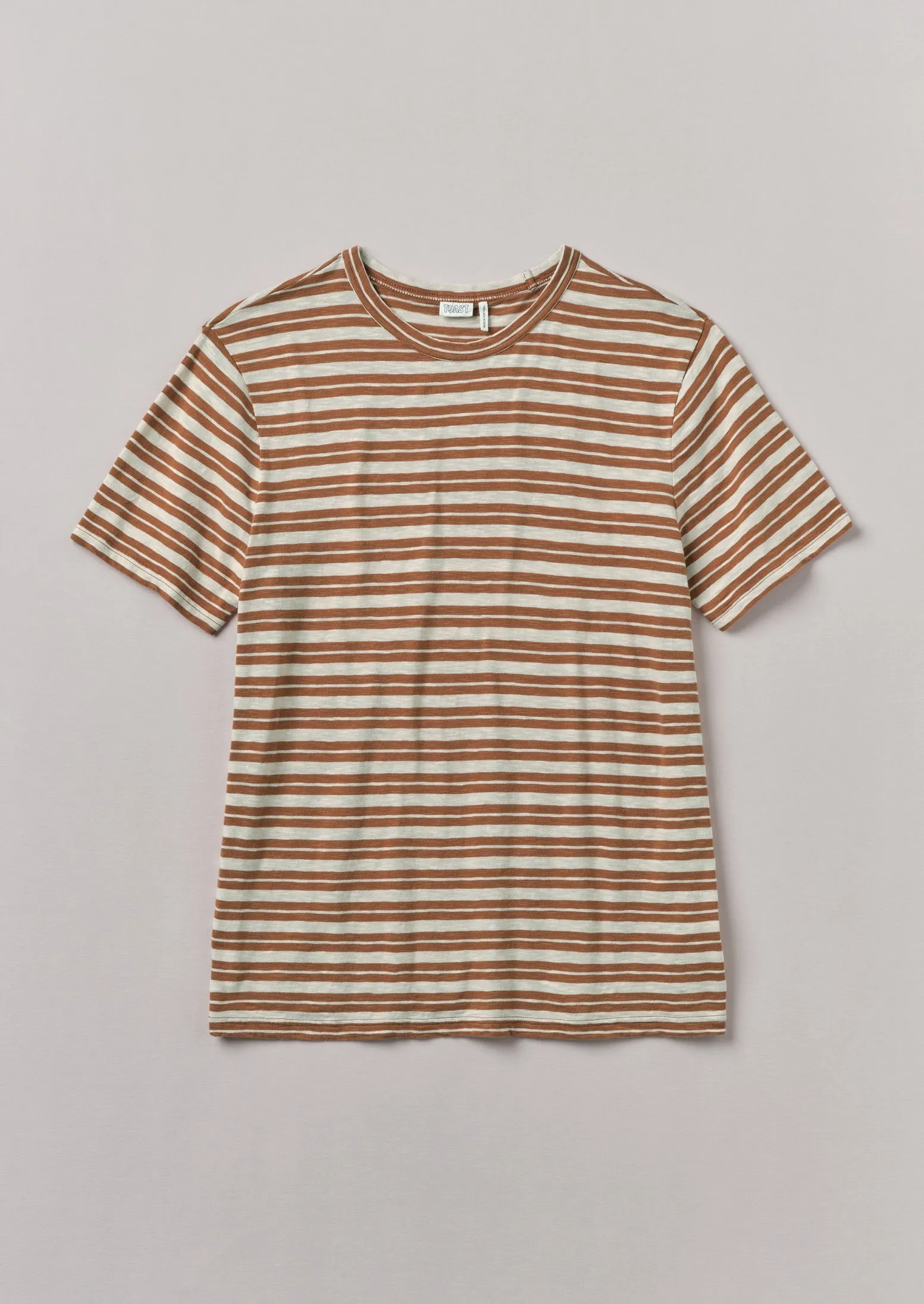 Theo Stripe Cotton Short Sleeve Tee | Ecru/Rust sold by TOAST