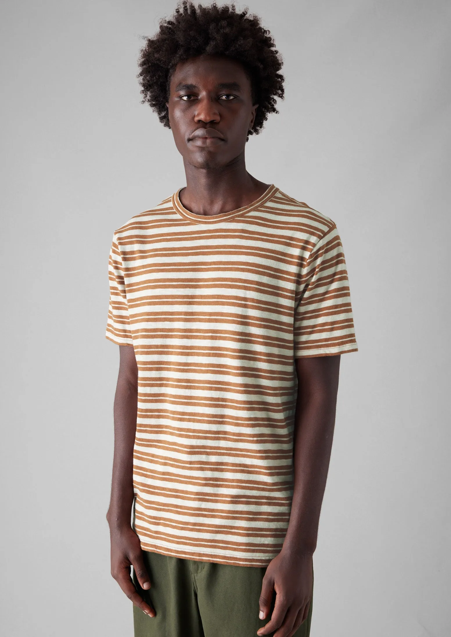 Theo Stripe Cotton Short Sleeve Tee | Ecru/Rust sold by TOAST product image thumbnail 2