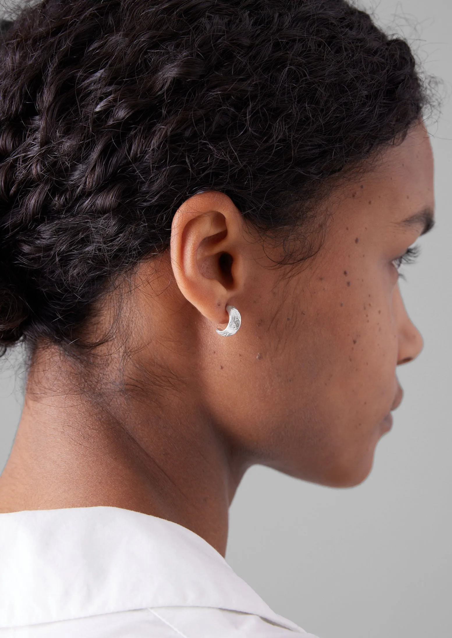 Sally Lacock Silver Sculpted Ridge Half Hoops | Silver sold by TOAST product image thumbnail 3