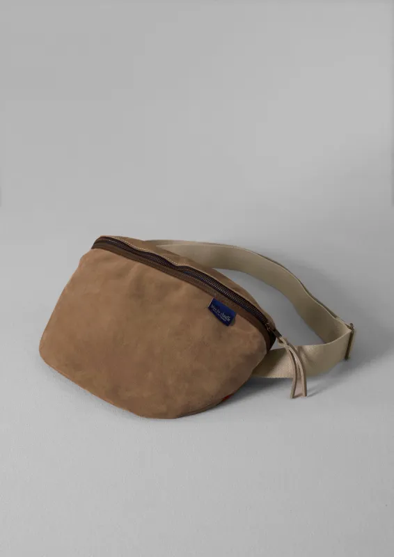 Bleu De Chauffe Large Suede Cross Body Bag | Fawn Brown sold by TOAST