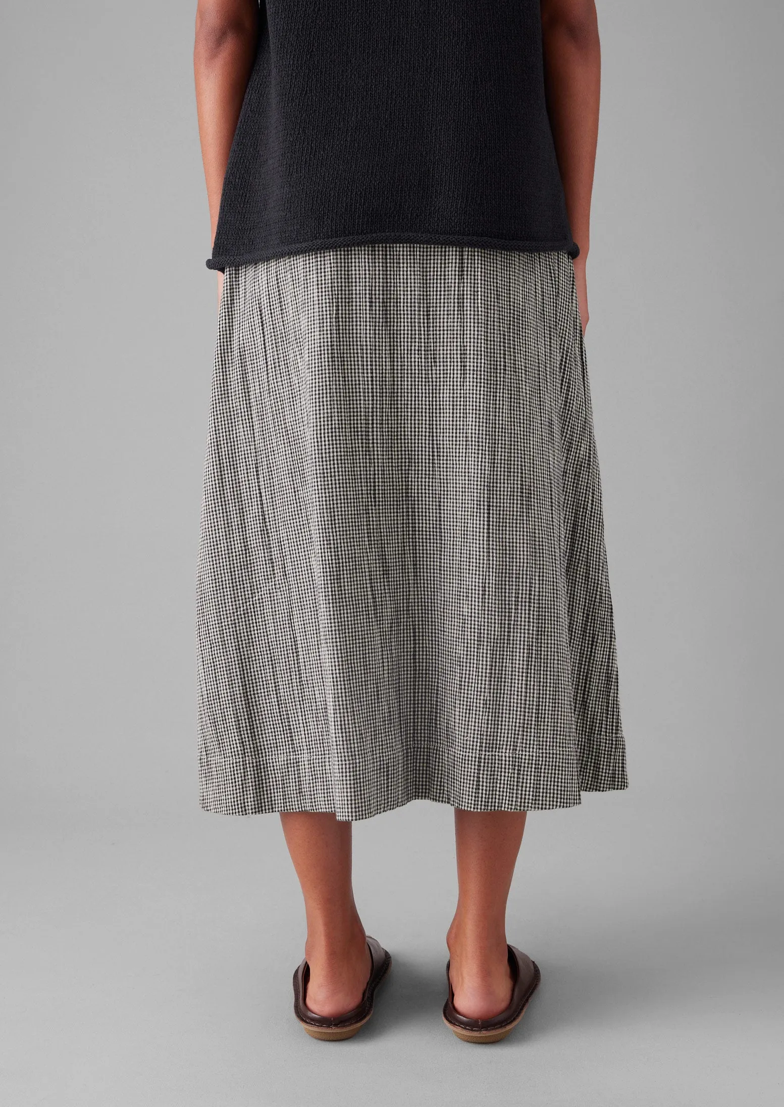 Crinkle Cotton Gingham Skirt | Ecru/Multi sold by TOAST product image thumbnail 4