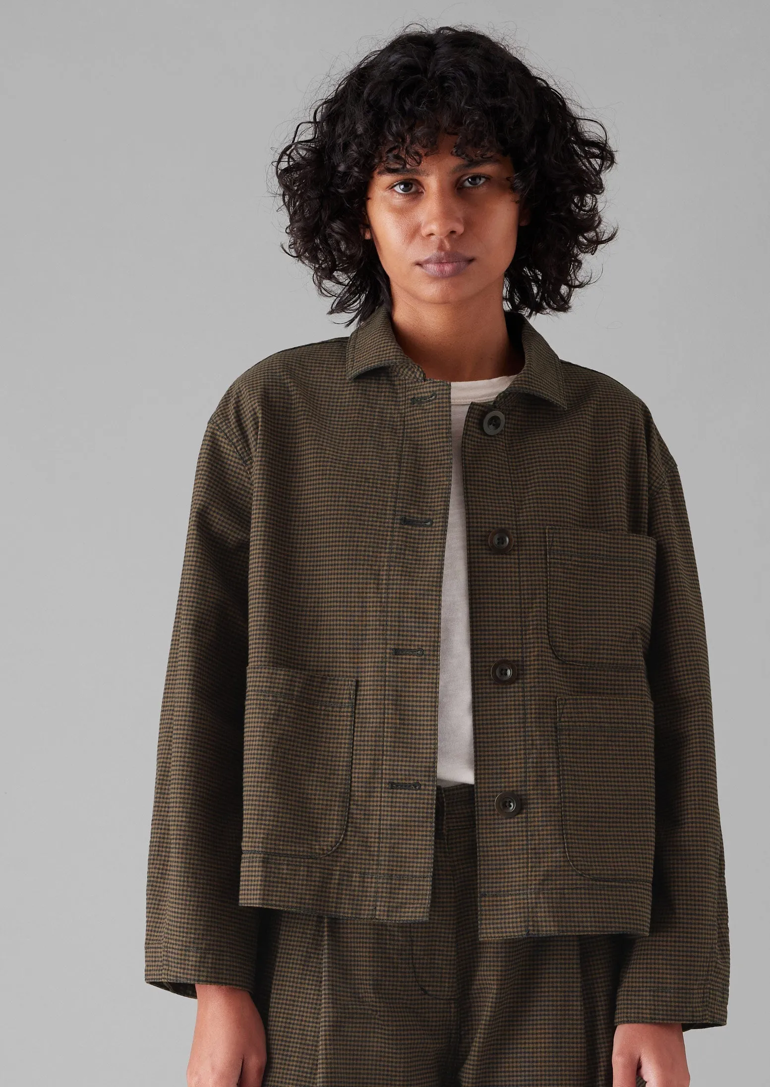 Birch Gingham Cotton Jacket | Burnt Umber sold by TOAST product image thumbnail 2