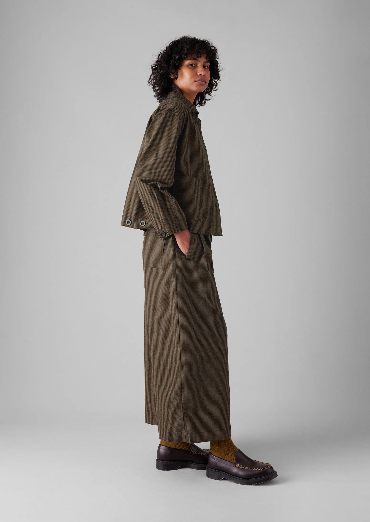 Birch Gingham Cotton Jacket | Burnt Umber sold by TOAST product image thumbnail 3