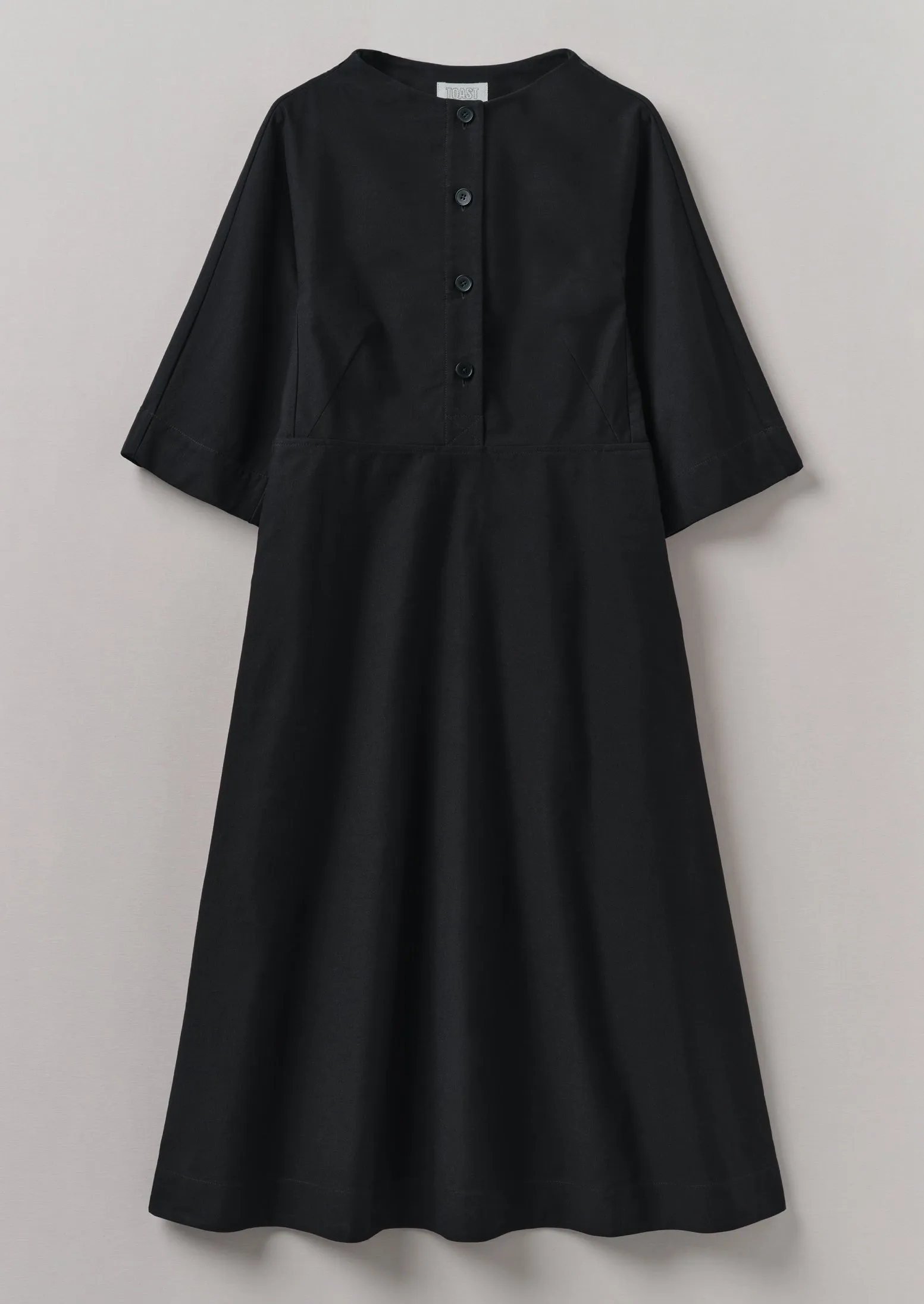 Cotton Linen Twill Smock Dress | Black sold by TOAST