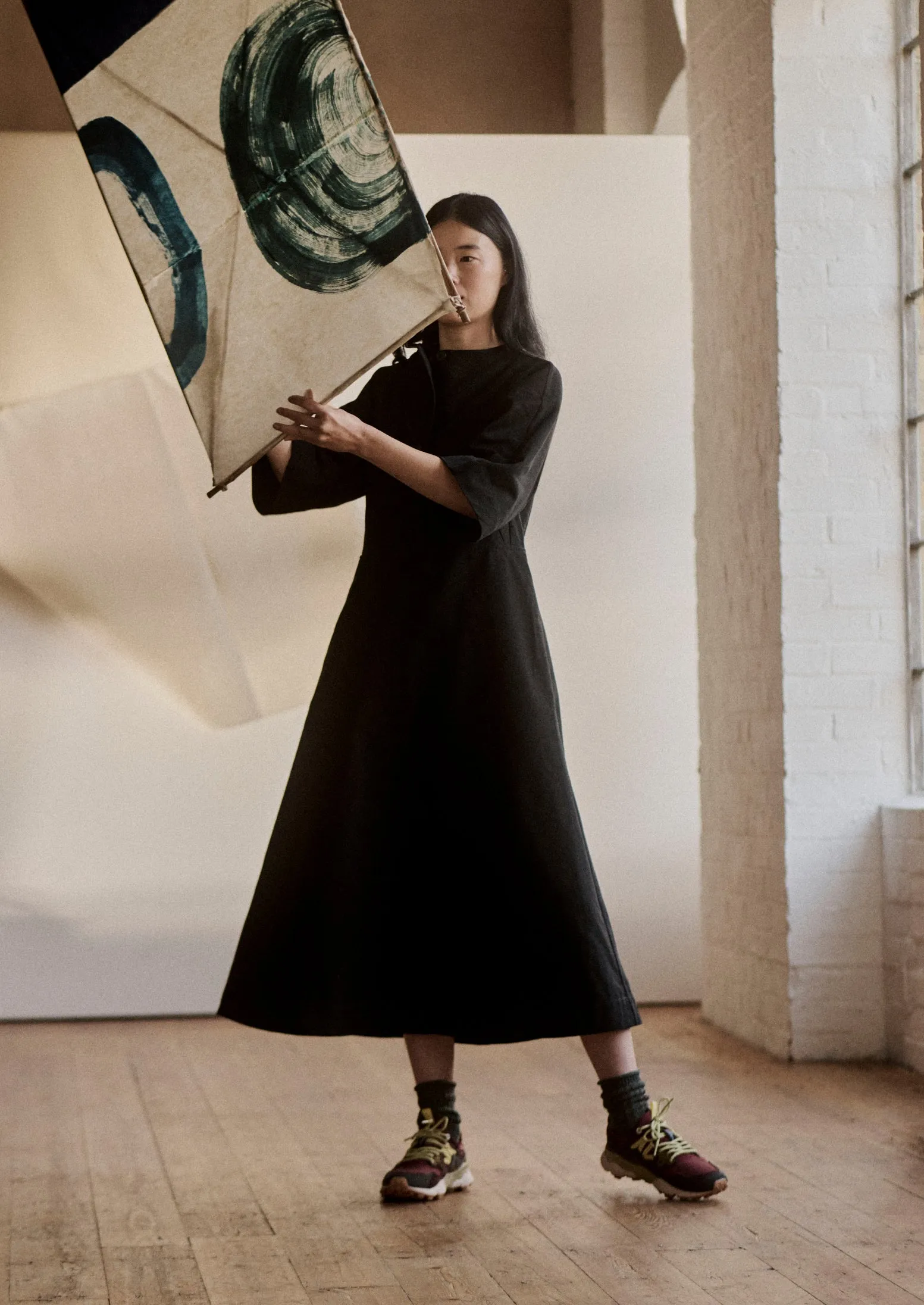 Cotton Linen Twill Smock Dress | Black sold by TOAST product image thumbnail 2