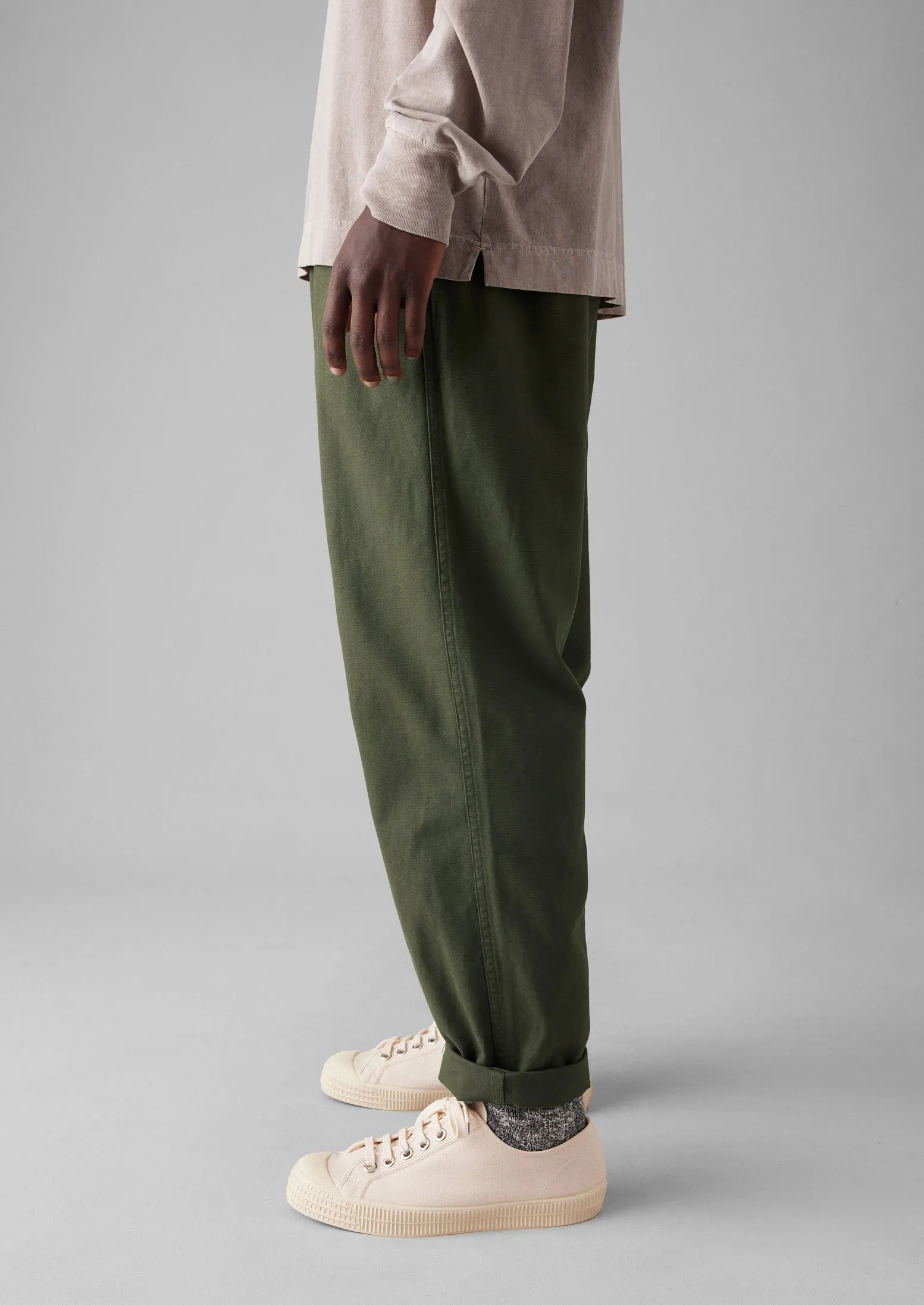 Canvas Cotton Drawstring Trousers | Olive sold by TOAST product image thumbnail 3