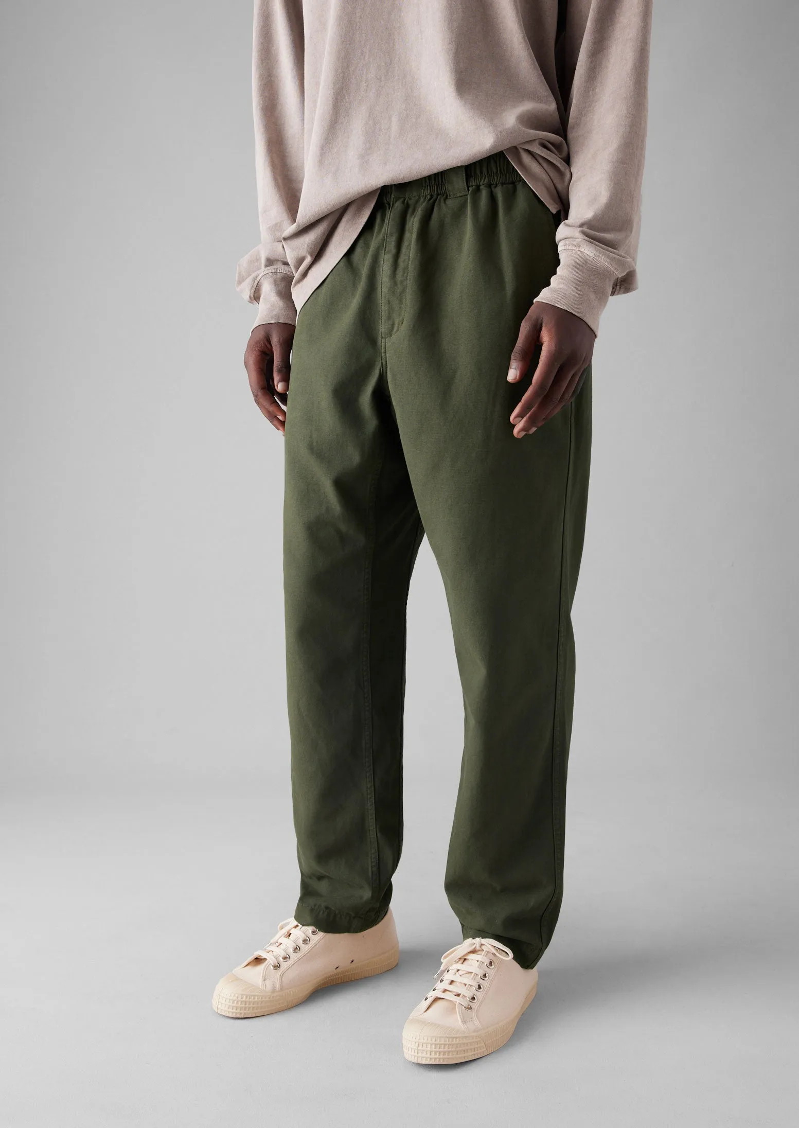 Canvas Cotton Drawstring Trousers | Olive sold by TOAST product image thumbnail 2