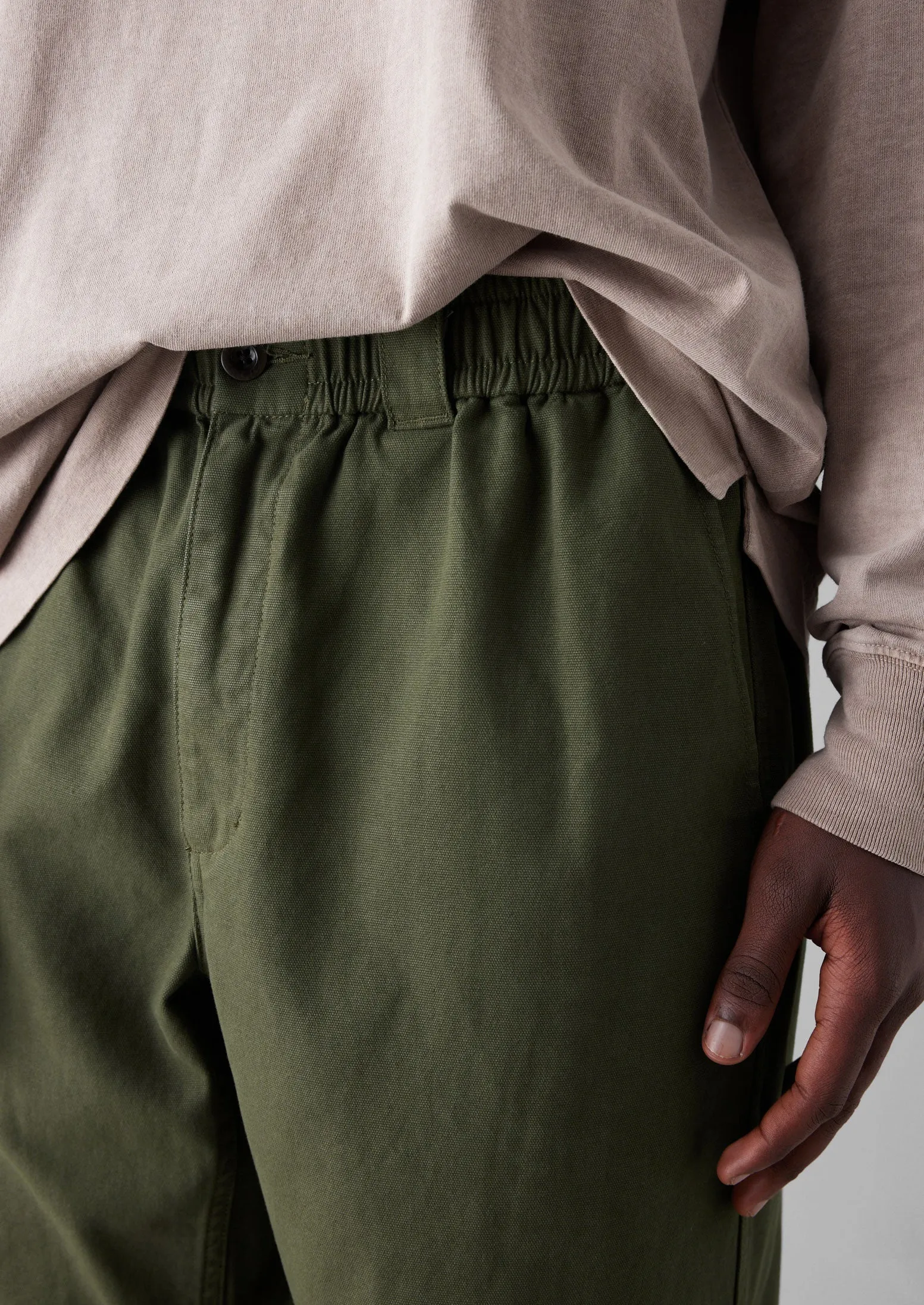 Canvas Cotton Drawstring Trousers | Olive sold by TOAST product image thumbnail 4