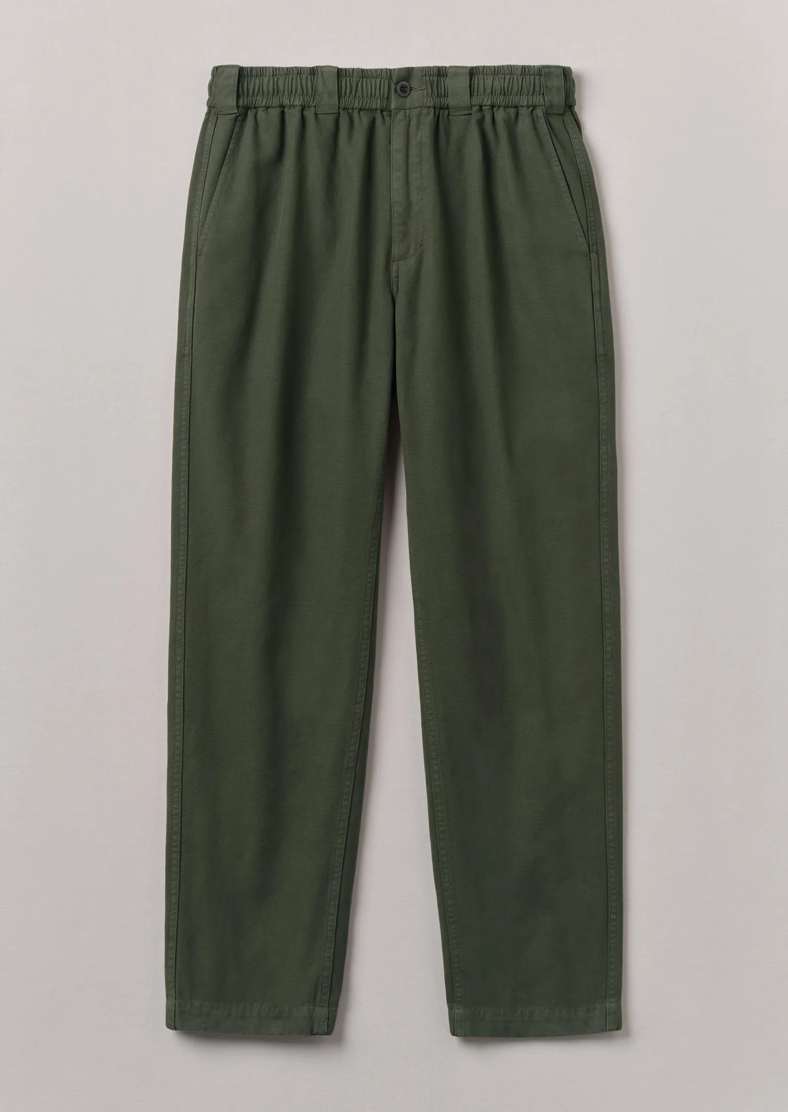 Canvas Cotton Drawstring Trousers | Olive sold by TOAST