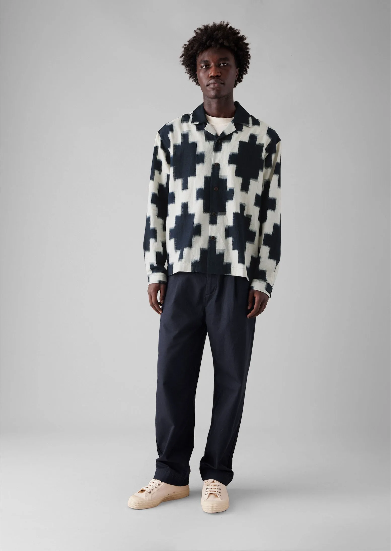 Edo Stripe Clamp Dyed Jacket | Indigo/Ivory sold by TOAST product image thumbnail 5