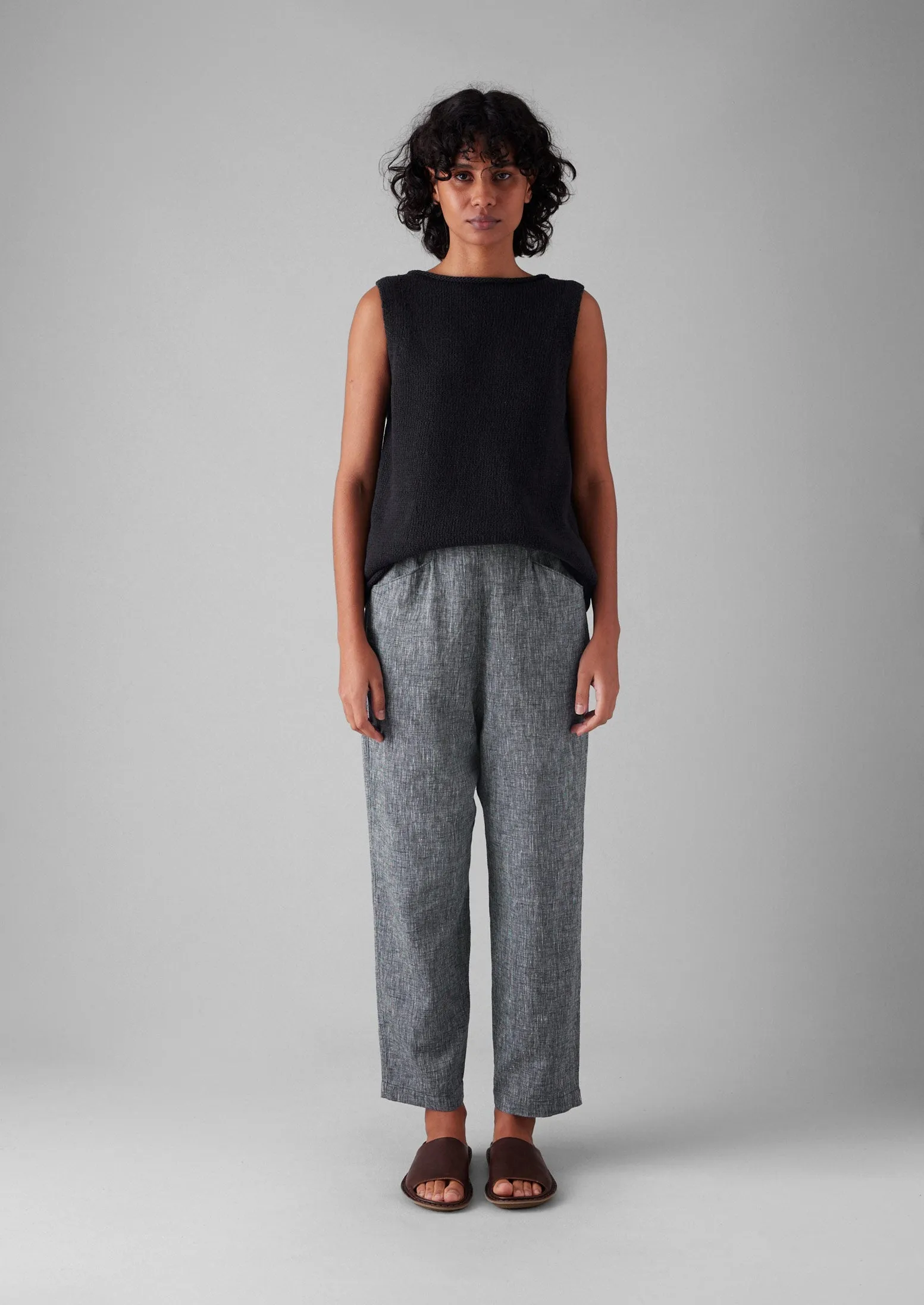 Alix Etched Linen Cotton Trousers | Blue Melange sold by TOAST product image thumbnail 2