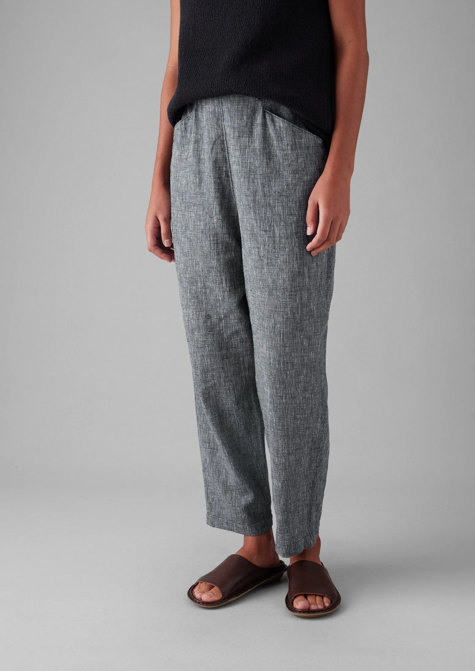Alix Etched Linen Cotton Trousers | Blue Melange sold by TOAST product image thumbnail 3