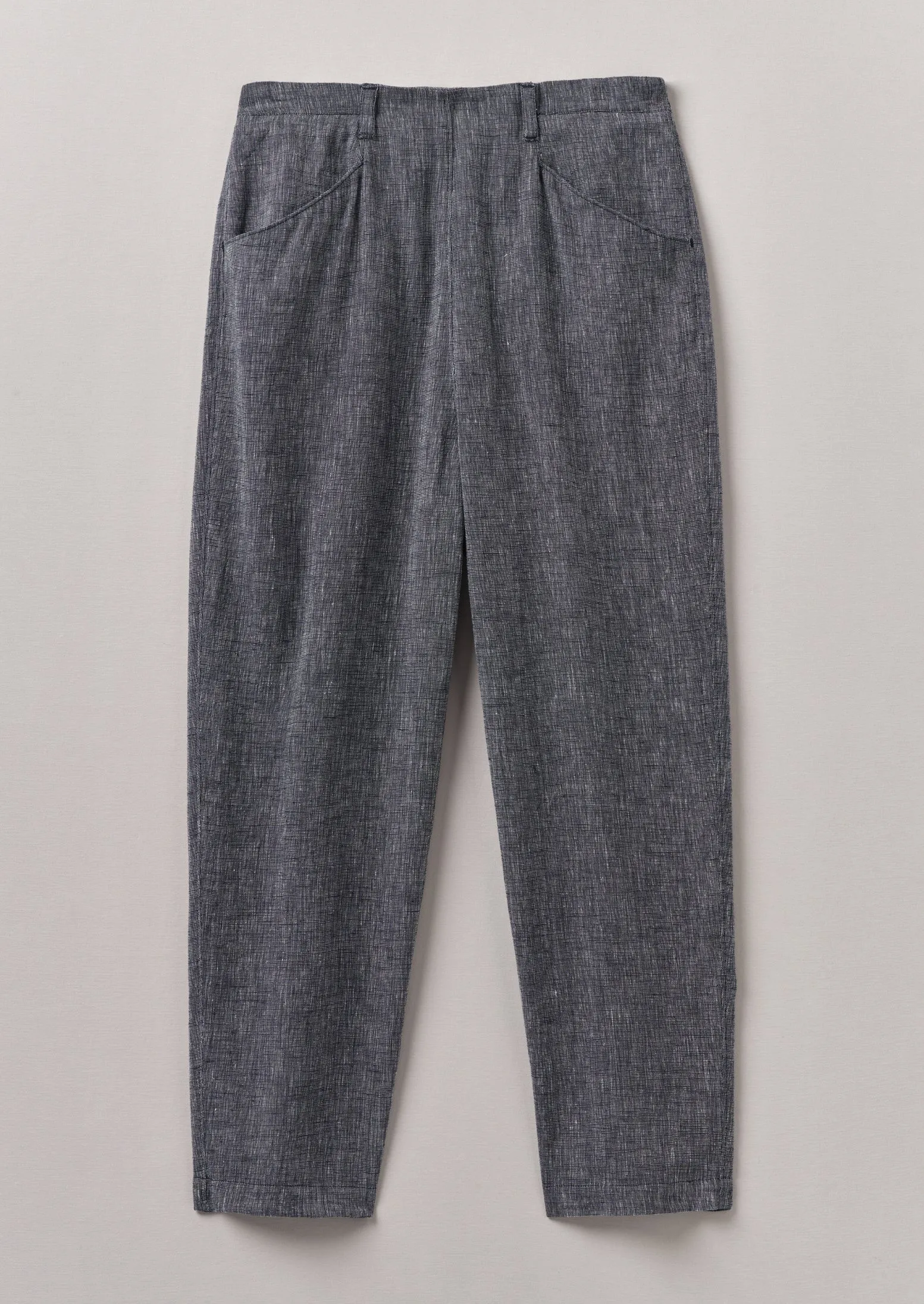 Alix Etched Linen Cotton Trousers | Blue Melange sold by TOAST
