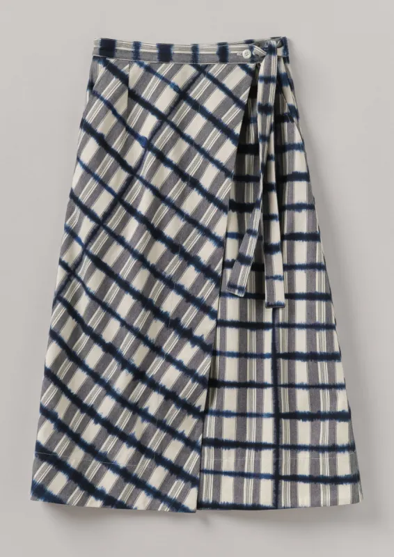 Edo Stripe Wrap Skirt | Indigo sold by TOAST