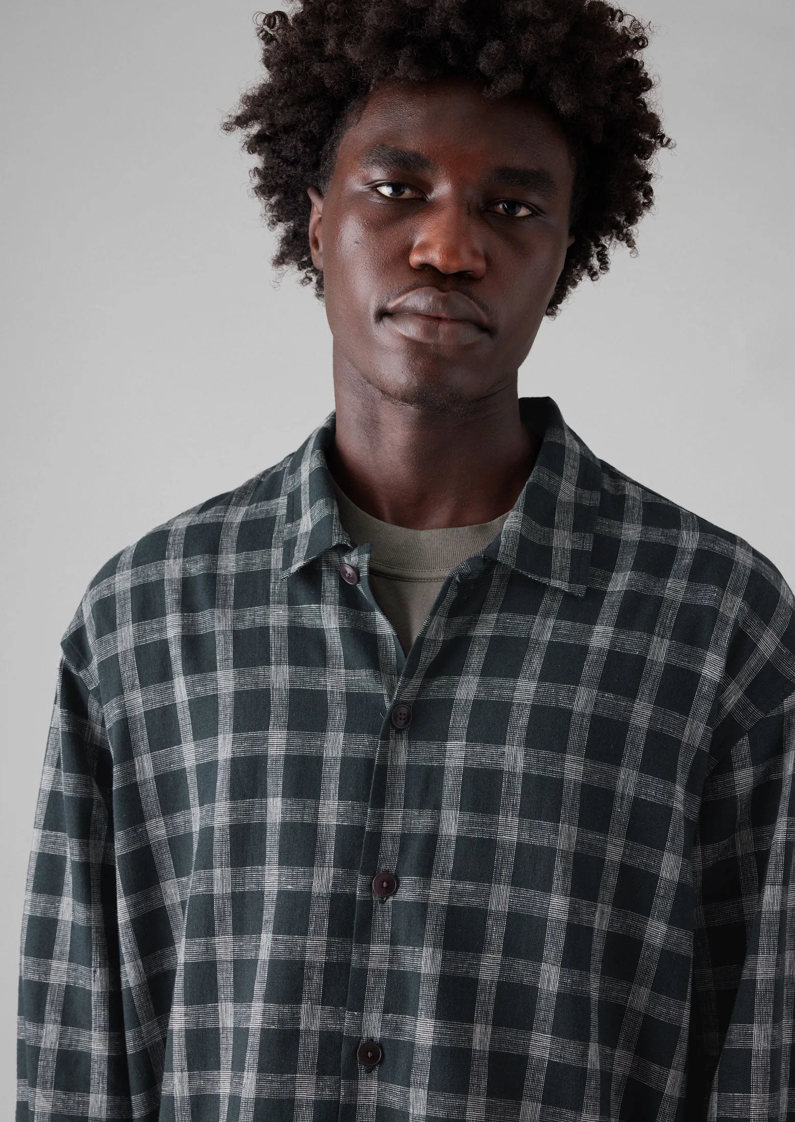 Cotton Linen Check Shirt | Slate sold by TOAST product image thumbnail 3