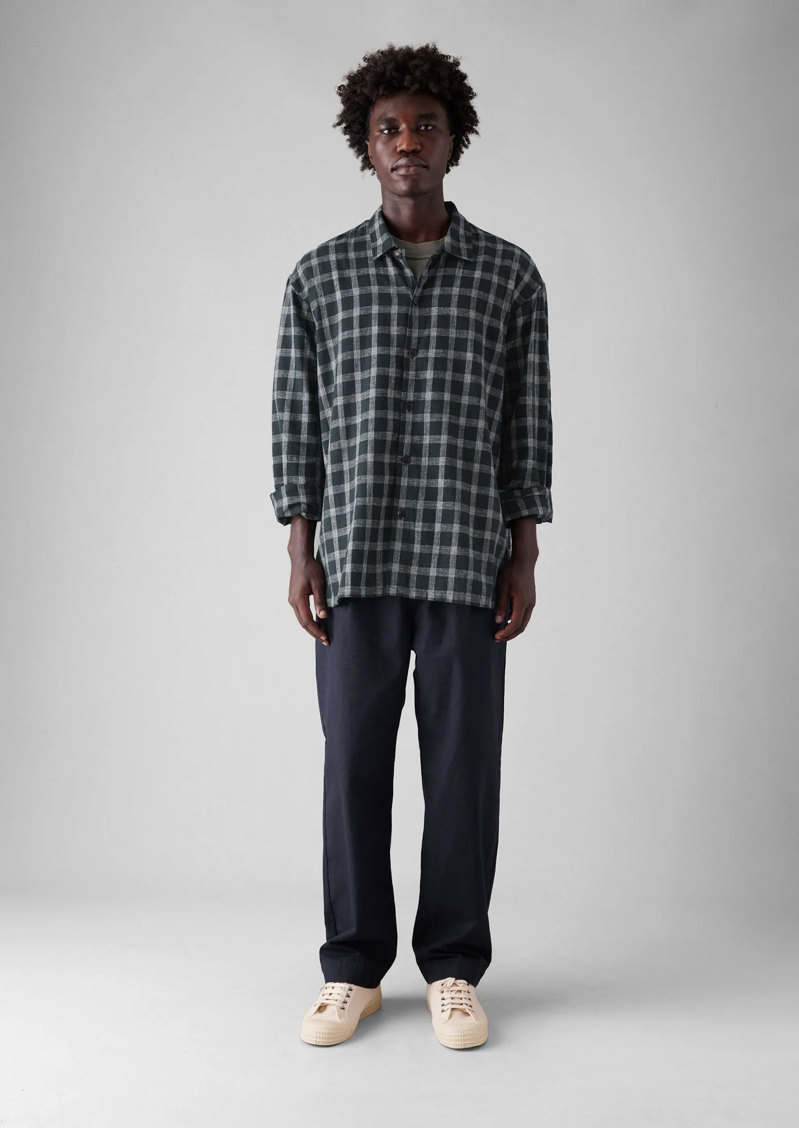 Cotton Linen Check Shirt | Slate sold by TOAST product image thumbnail 5