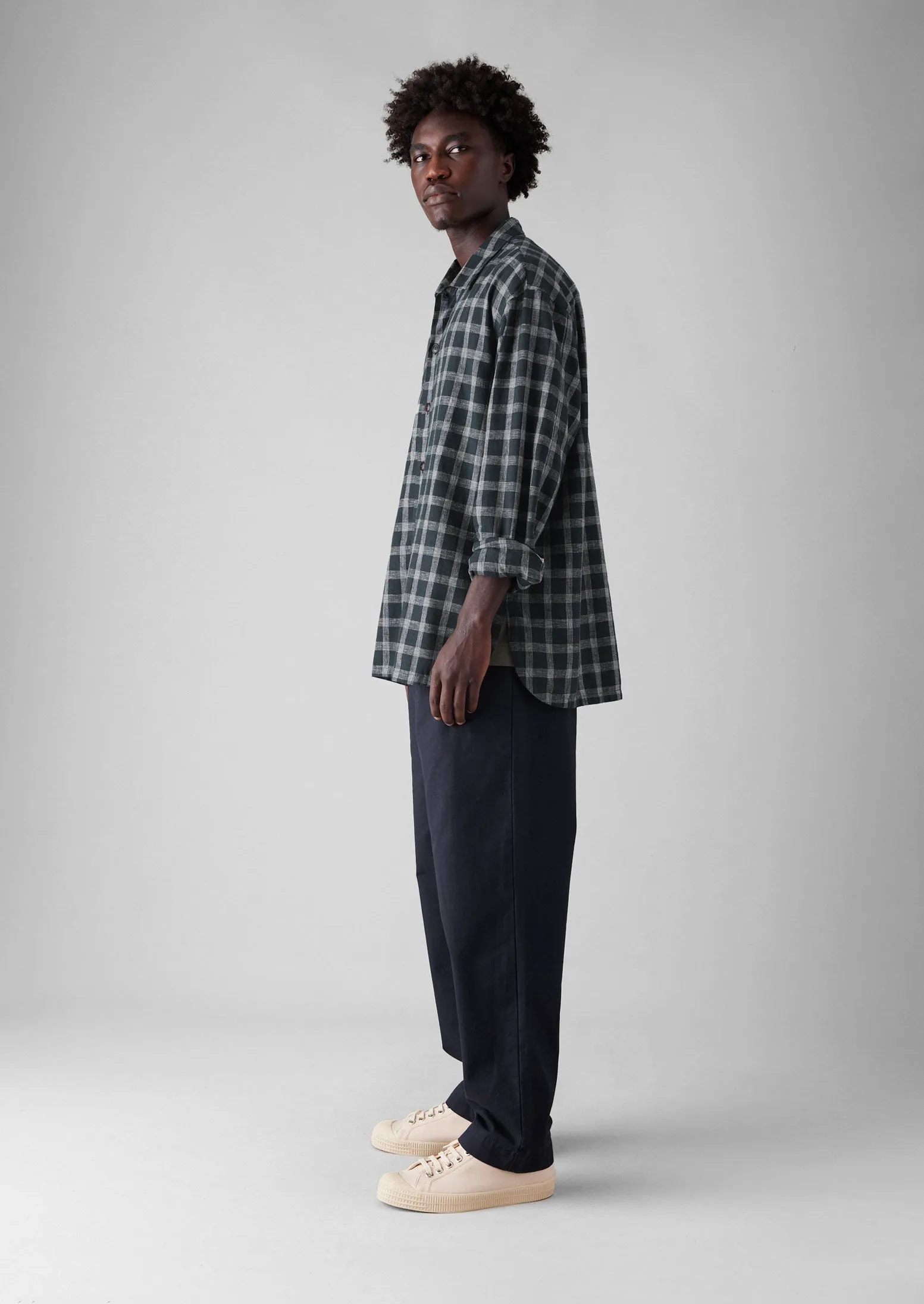 Cotton Linen Check Shirt | Slate sold by TOAST product image thumbnail 4