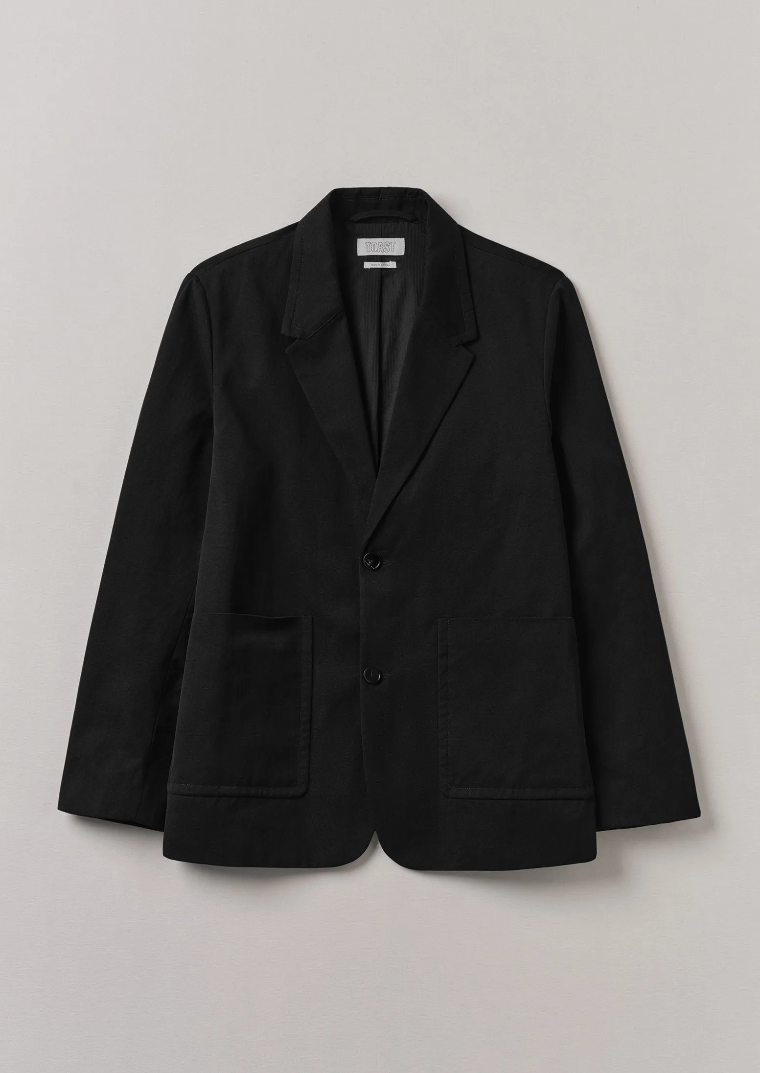 Cotton Linen Twill Low Break Blazer | Black sold by TOAST