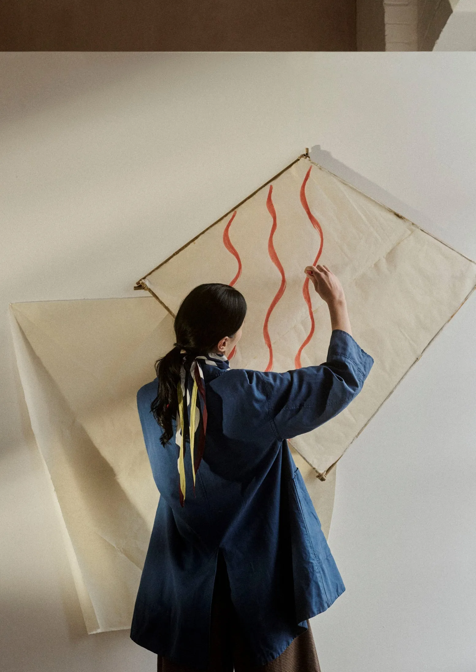 A Line Cotton Linen Canvas Coat | Dark Ash Blue sold by TOAST product image thumbnail 3