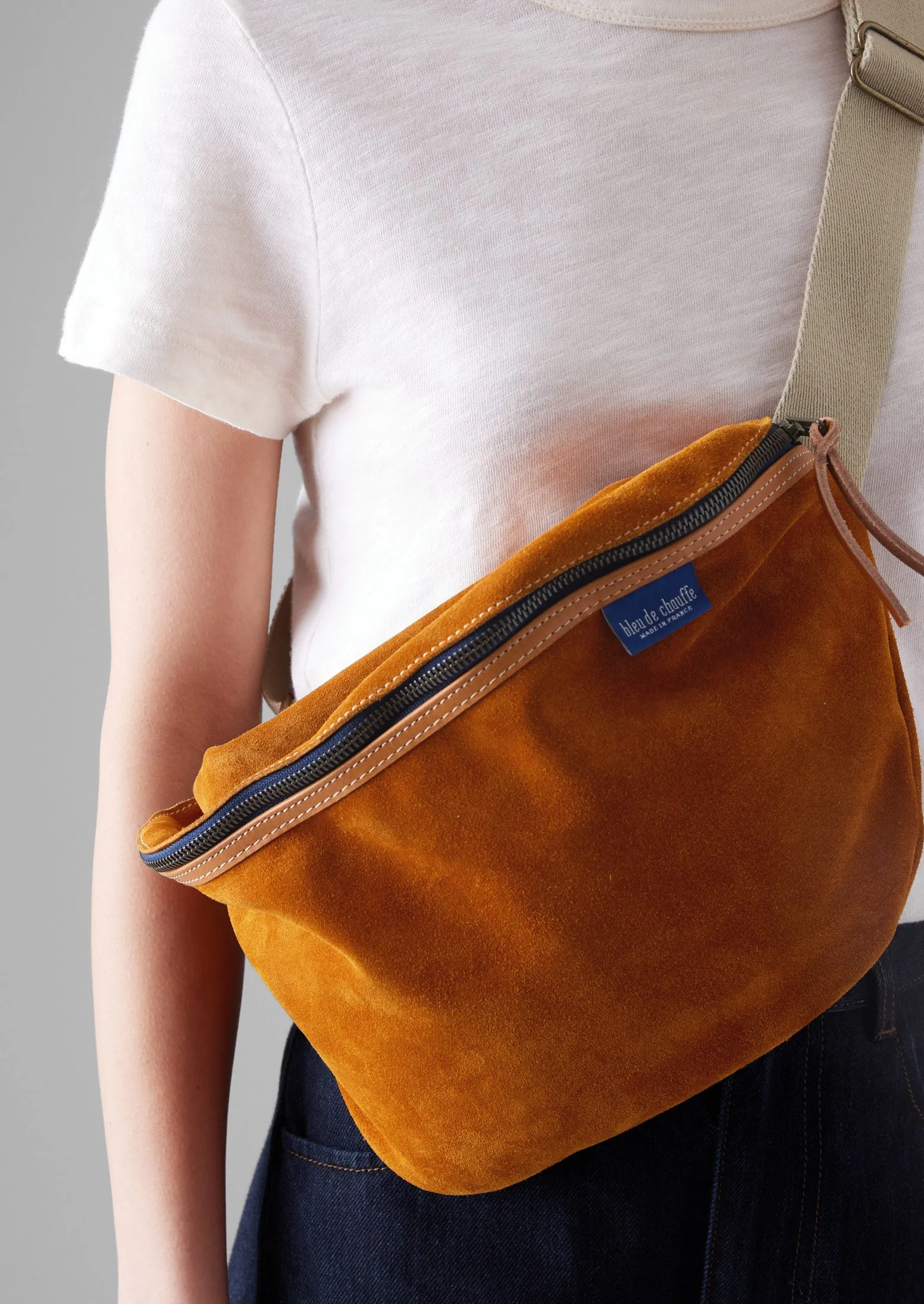 Bleu De Chauffe Suede Cross Body Bag | Ochre sold by TOAST product image thumbnail 3