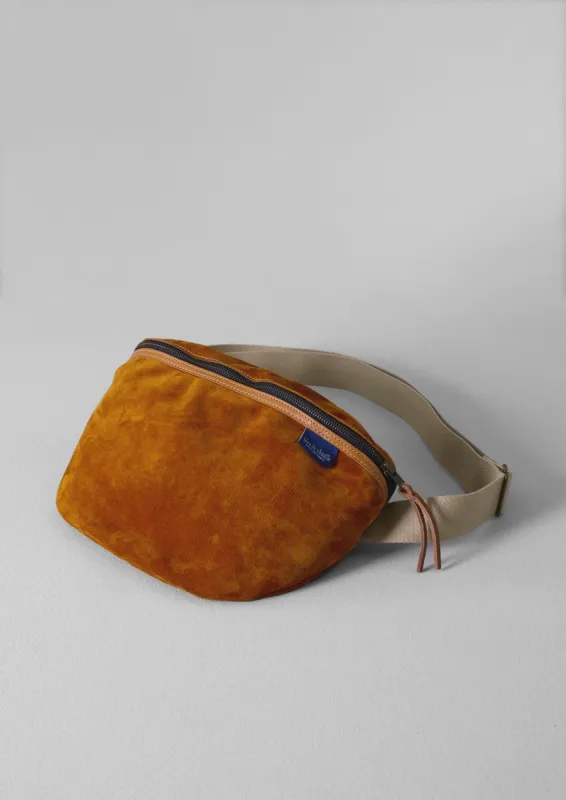 Bleu De Chauffe Suede Cross Body Bag | Ochre sold by TOAST