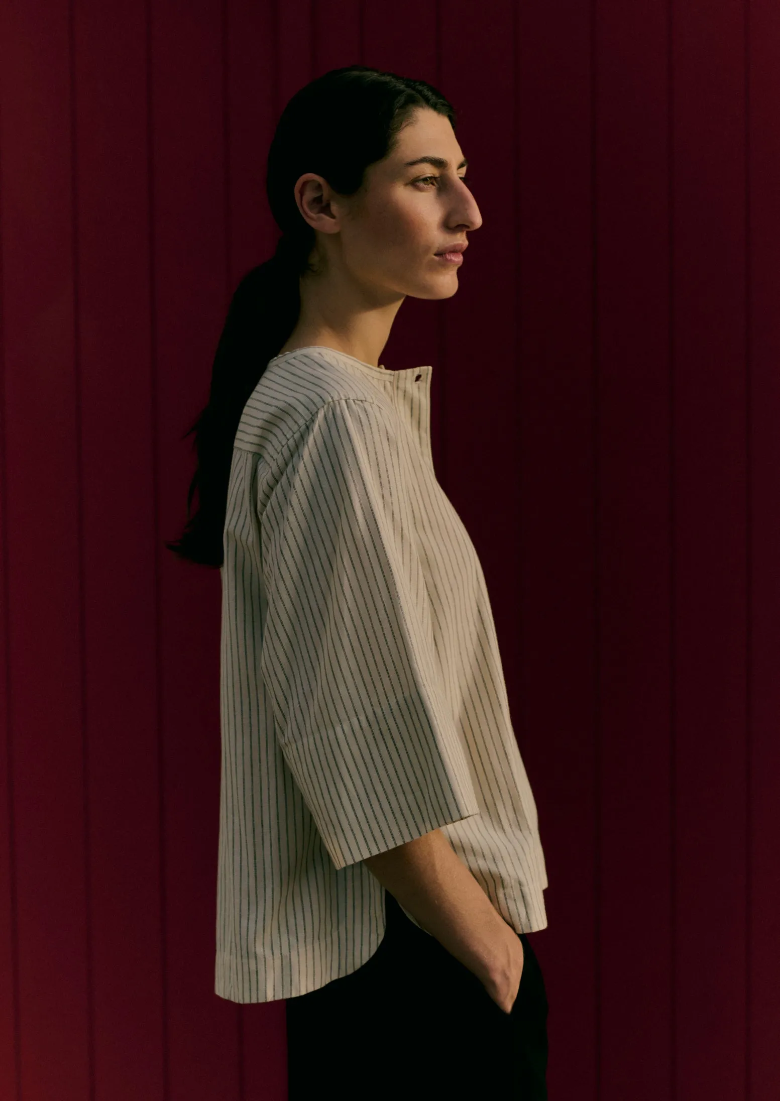 Drift Stripe Shirt | Ecru/Charcoal sold by TOAST product image thumbnail 2